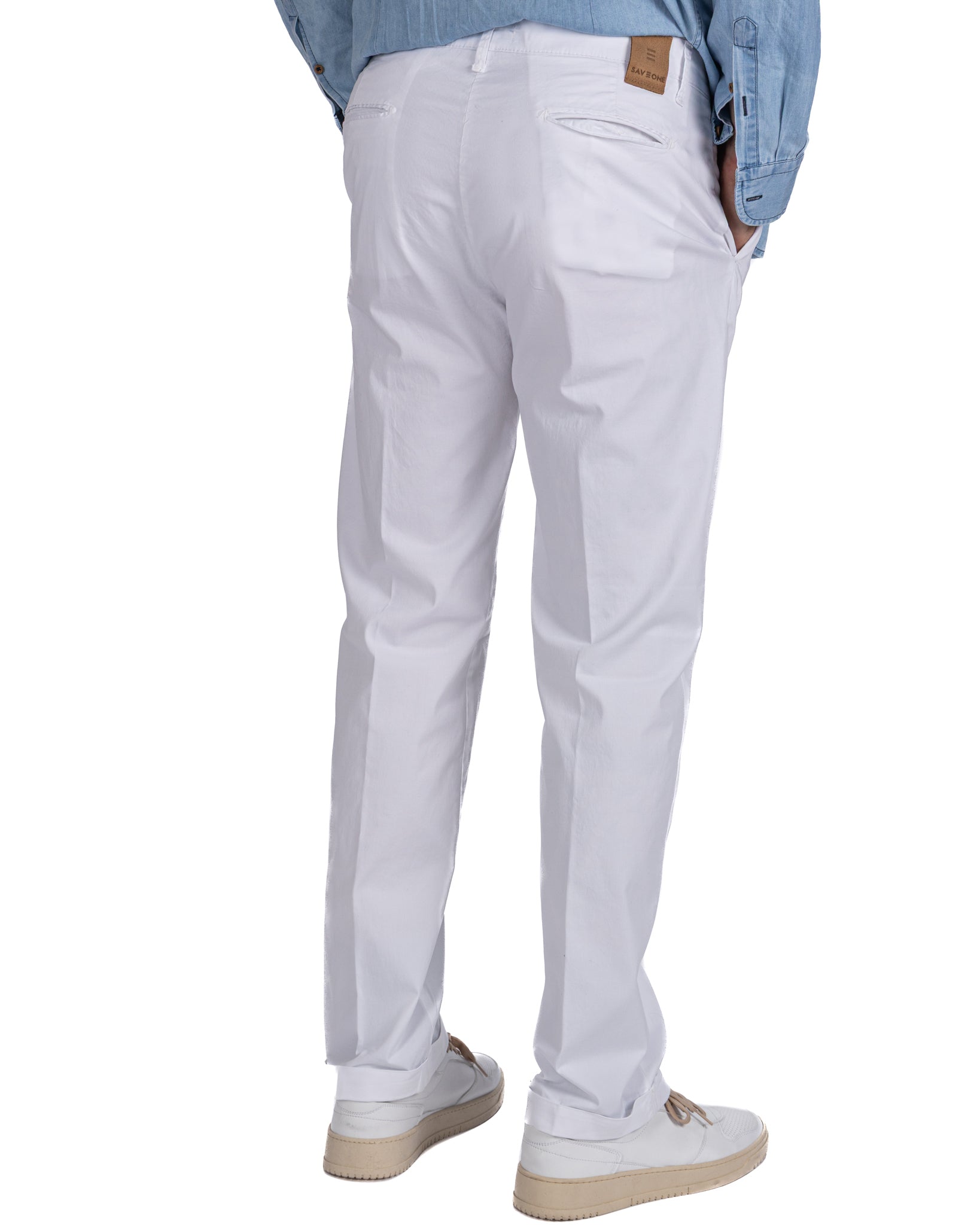 Seath - pantalone in cotone largo bianco