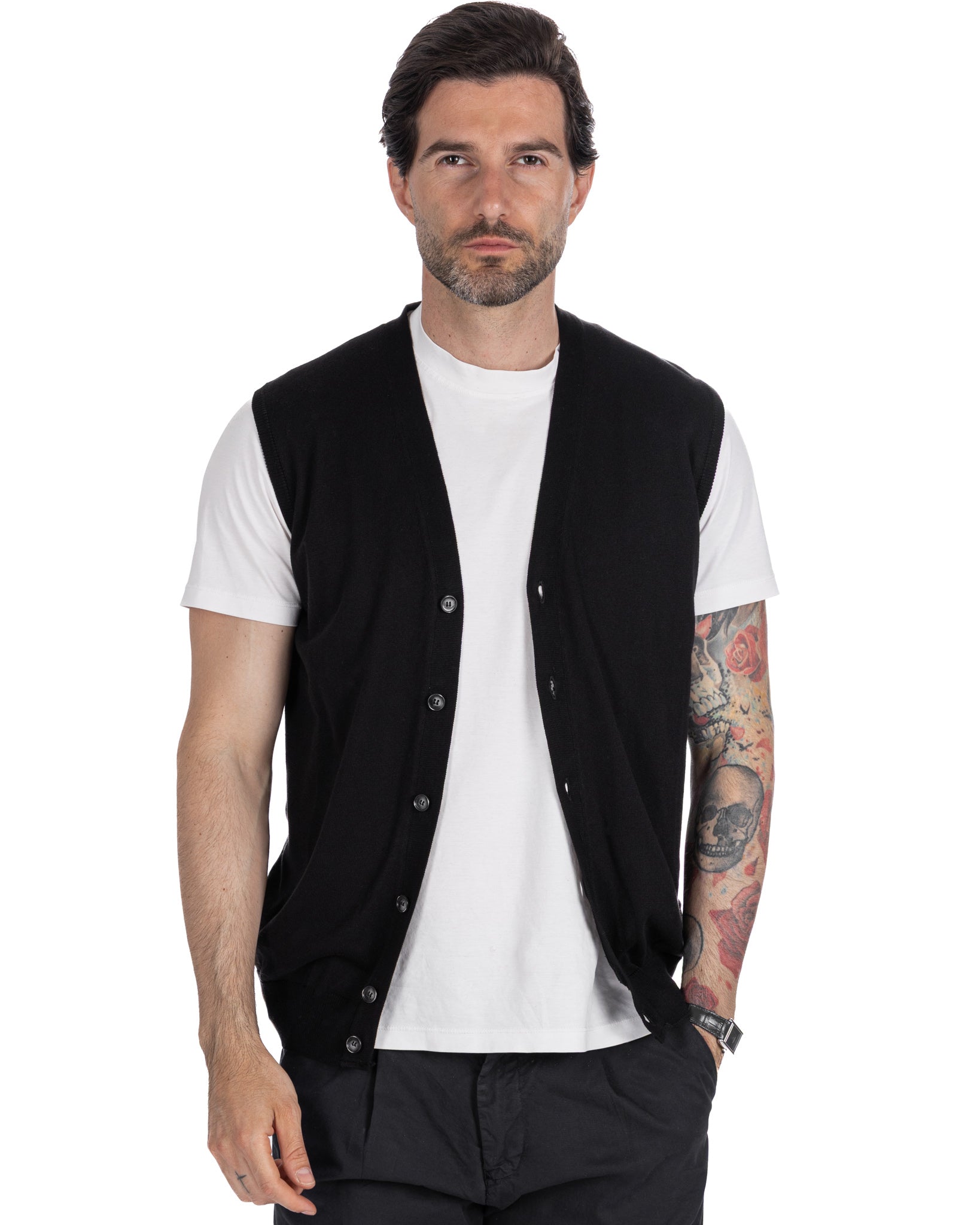 Logan - gilet tricoté en coton noir