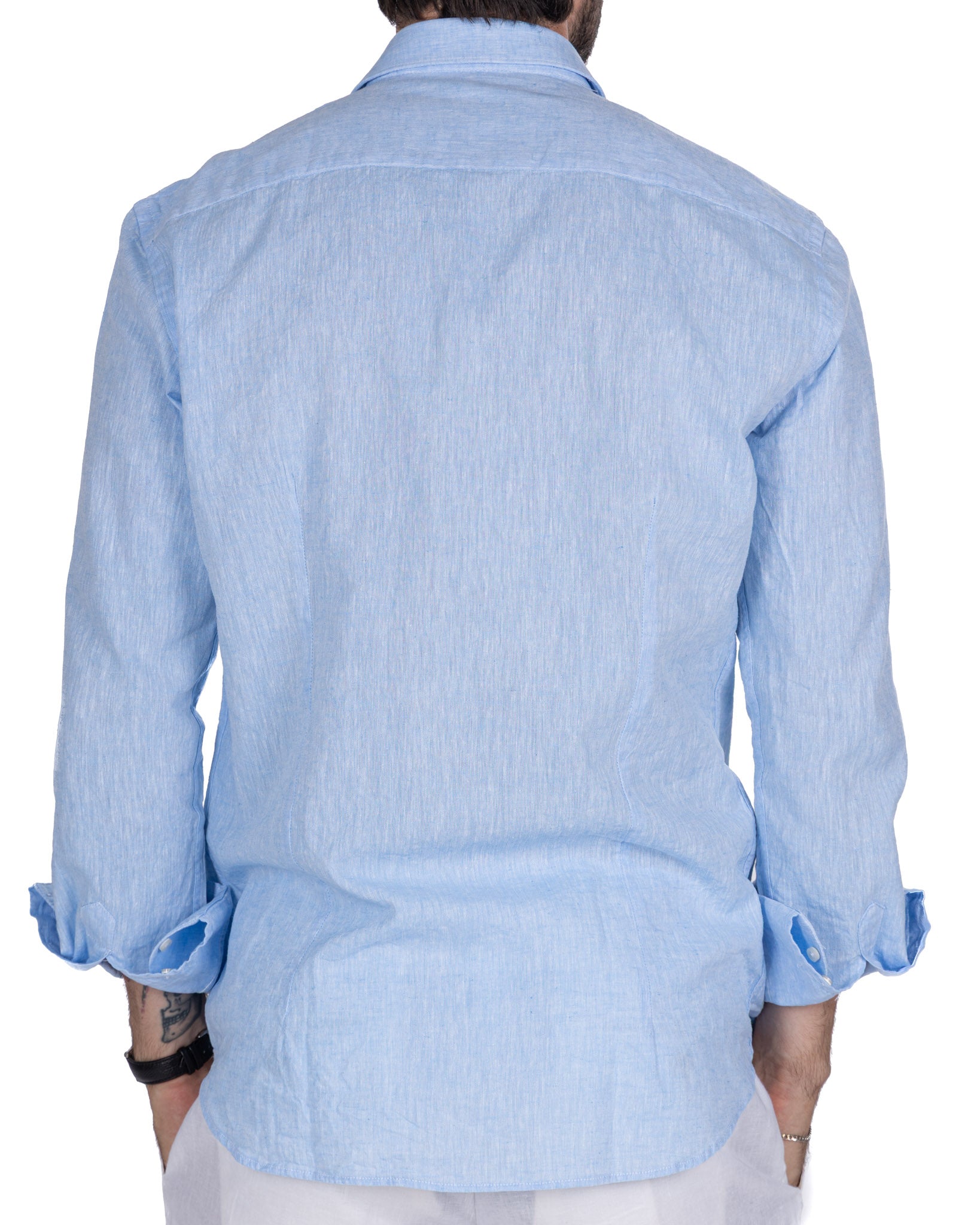 Rennes - light blue melange linen blend shirt