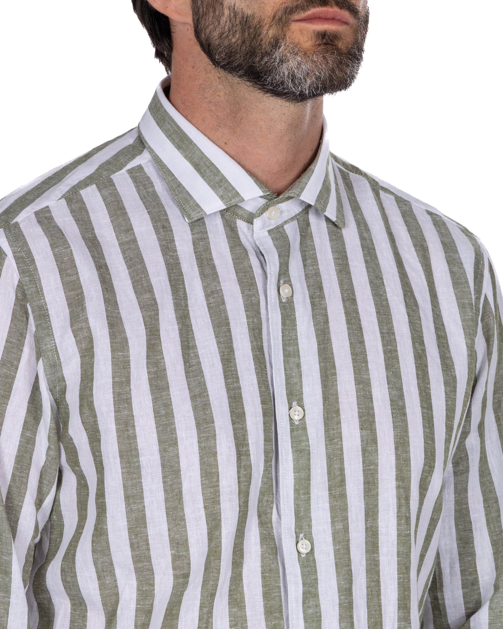 Eze - camicia in misto lino a righe militare