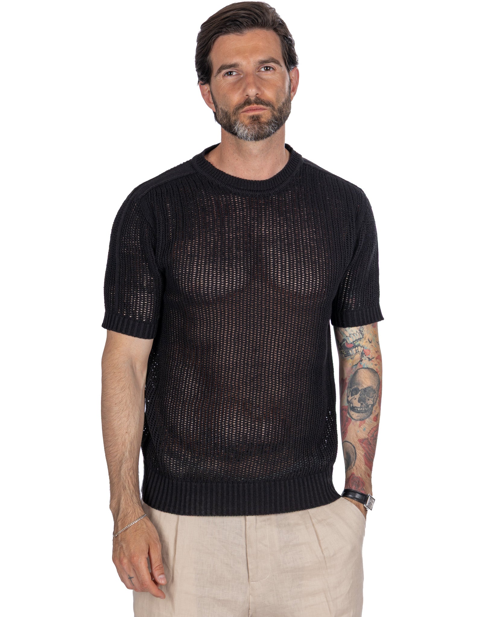 Grigor - black perforated oversized t-shirt