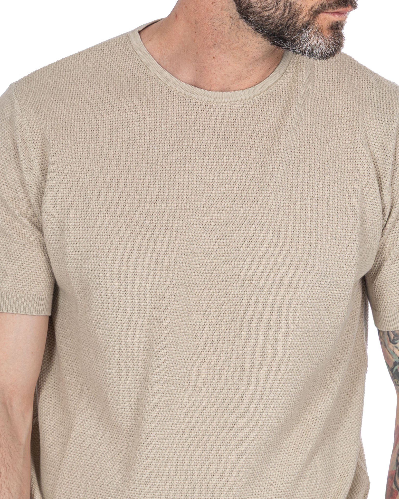 Luciano - cream honeycomb mesh t-shirt
