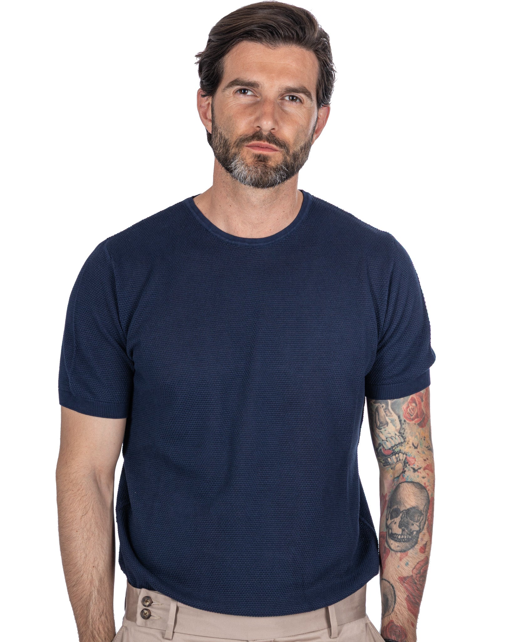 Luciano - blue honeycomb mesh t-shirt