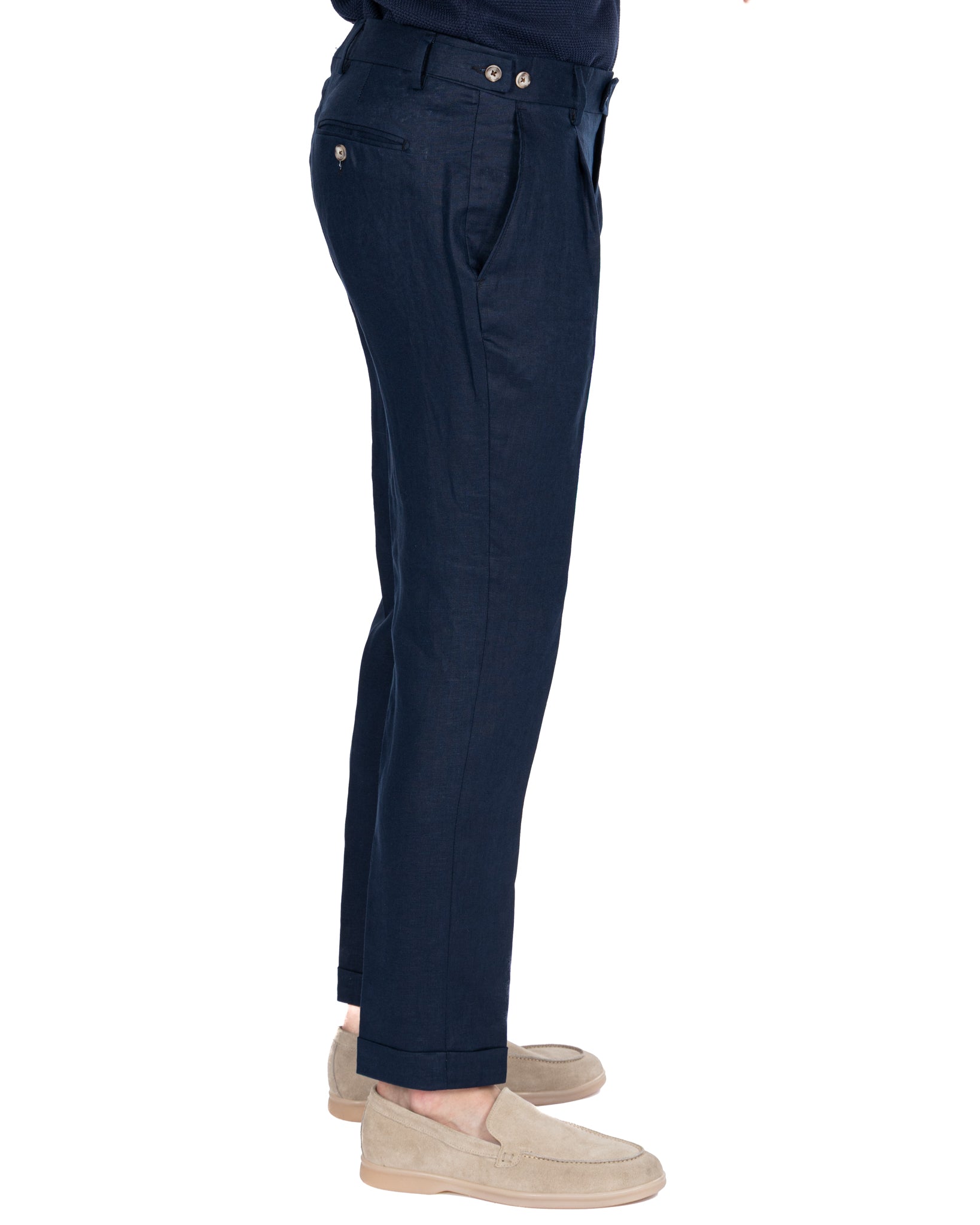 Lev - pure blue linen trousers