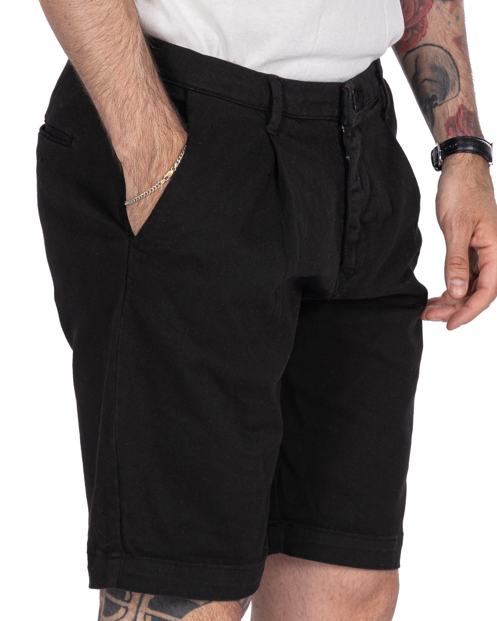 Easton - bermuda nero vita alta con pinces