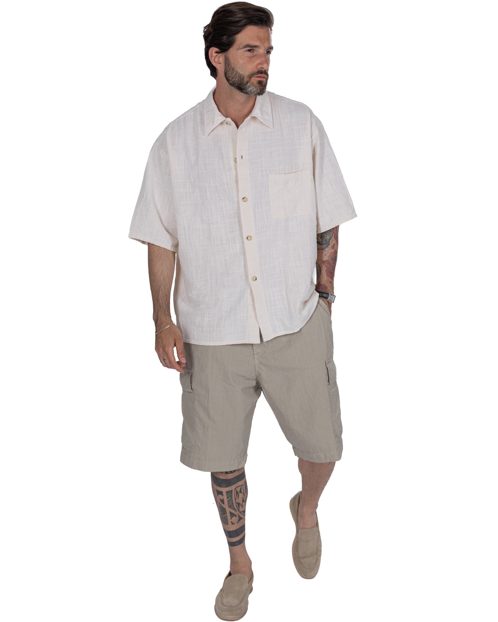 Madeira - cream oversized woven shirt