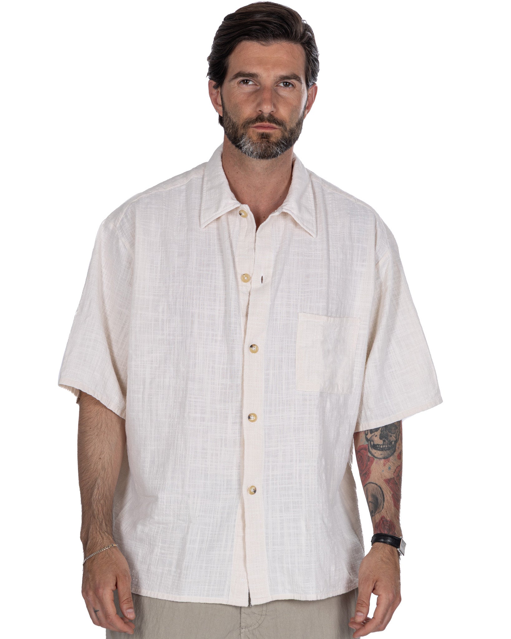 Madeira - cream oversized woven shirt