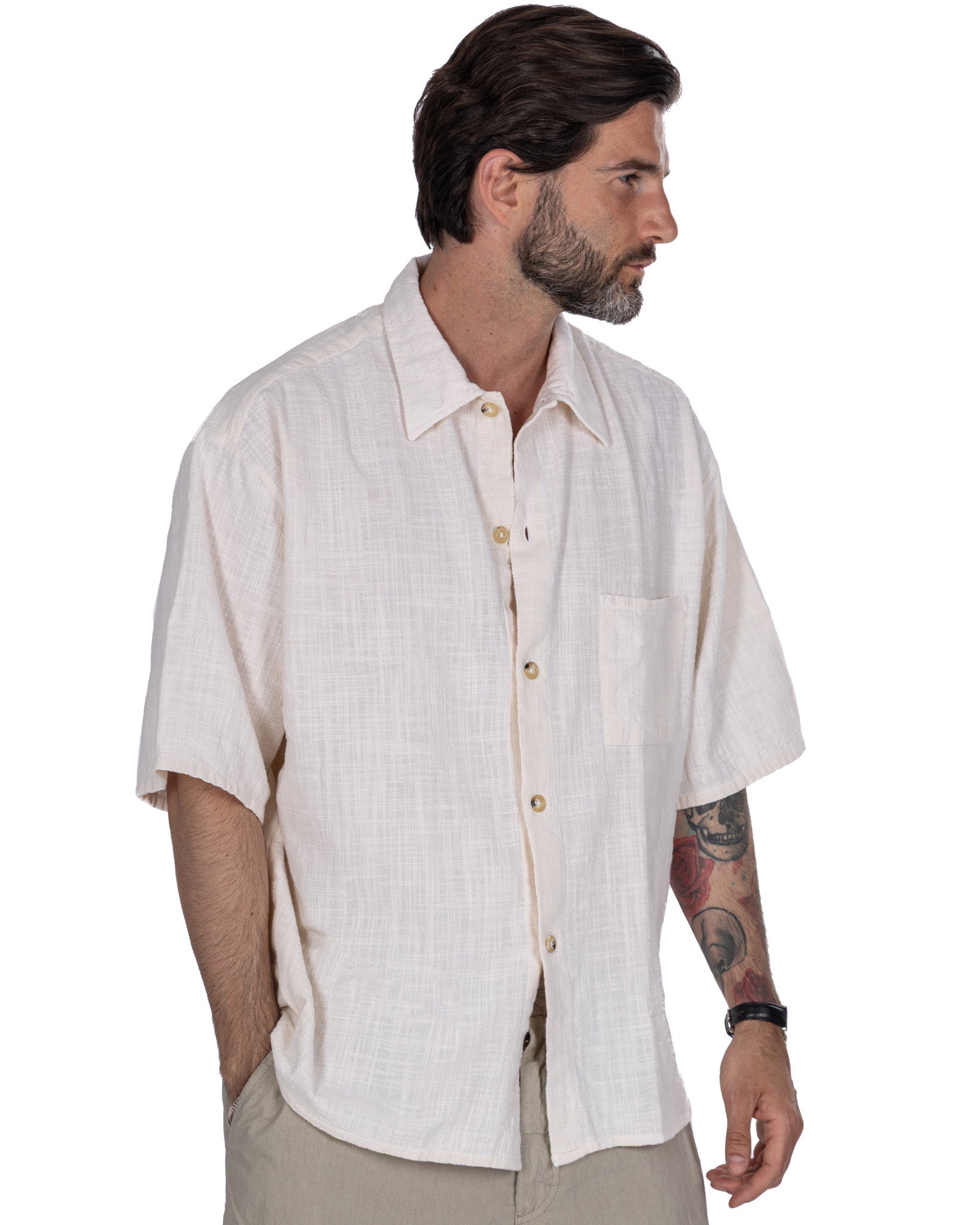 Madère - chemise tissée oversize crème