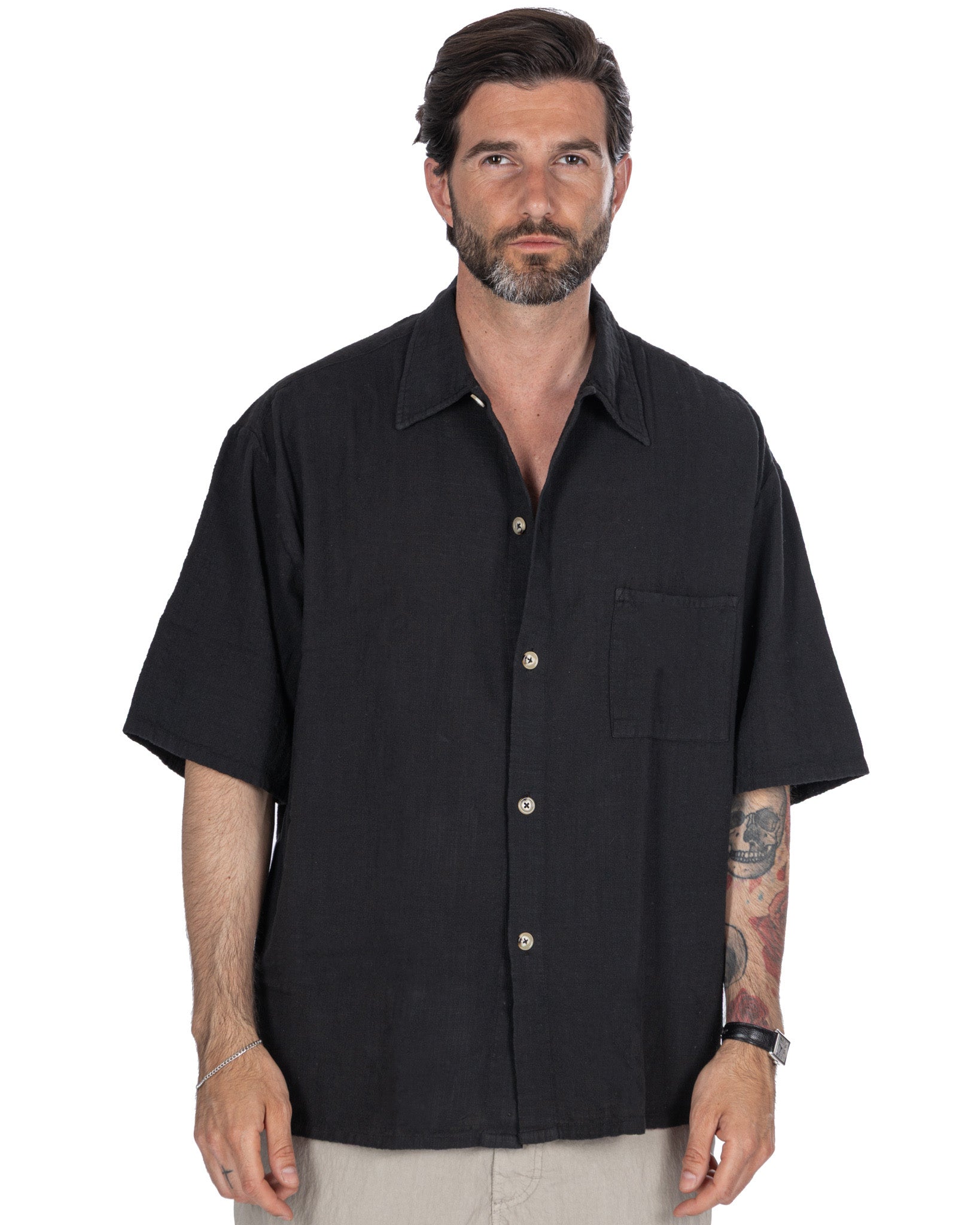 Madeira - camicia armaturata oversize nera