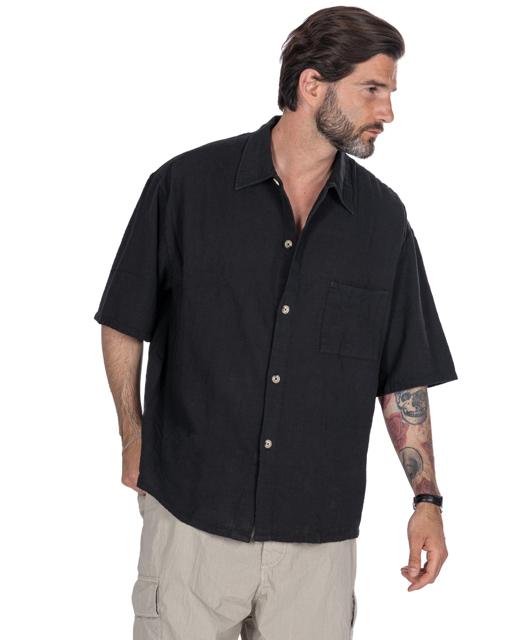 Madeira - camicia armaturata oversize nera