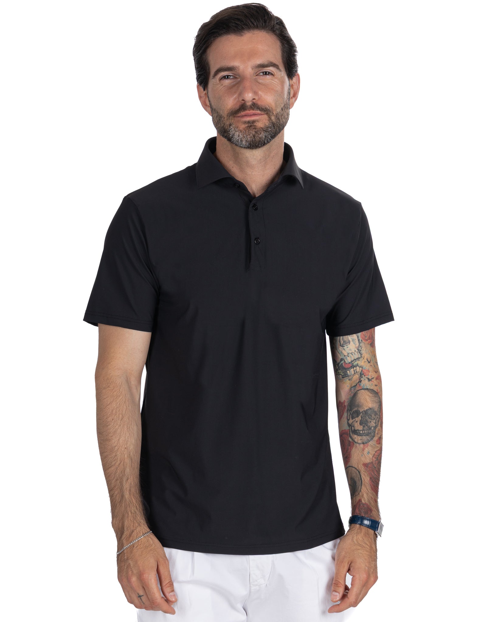 Arnold - polo en tissu de voyage noir