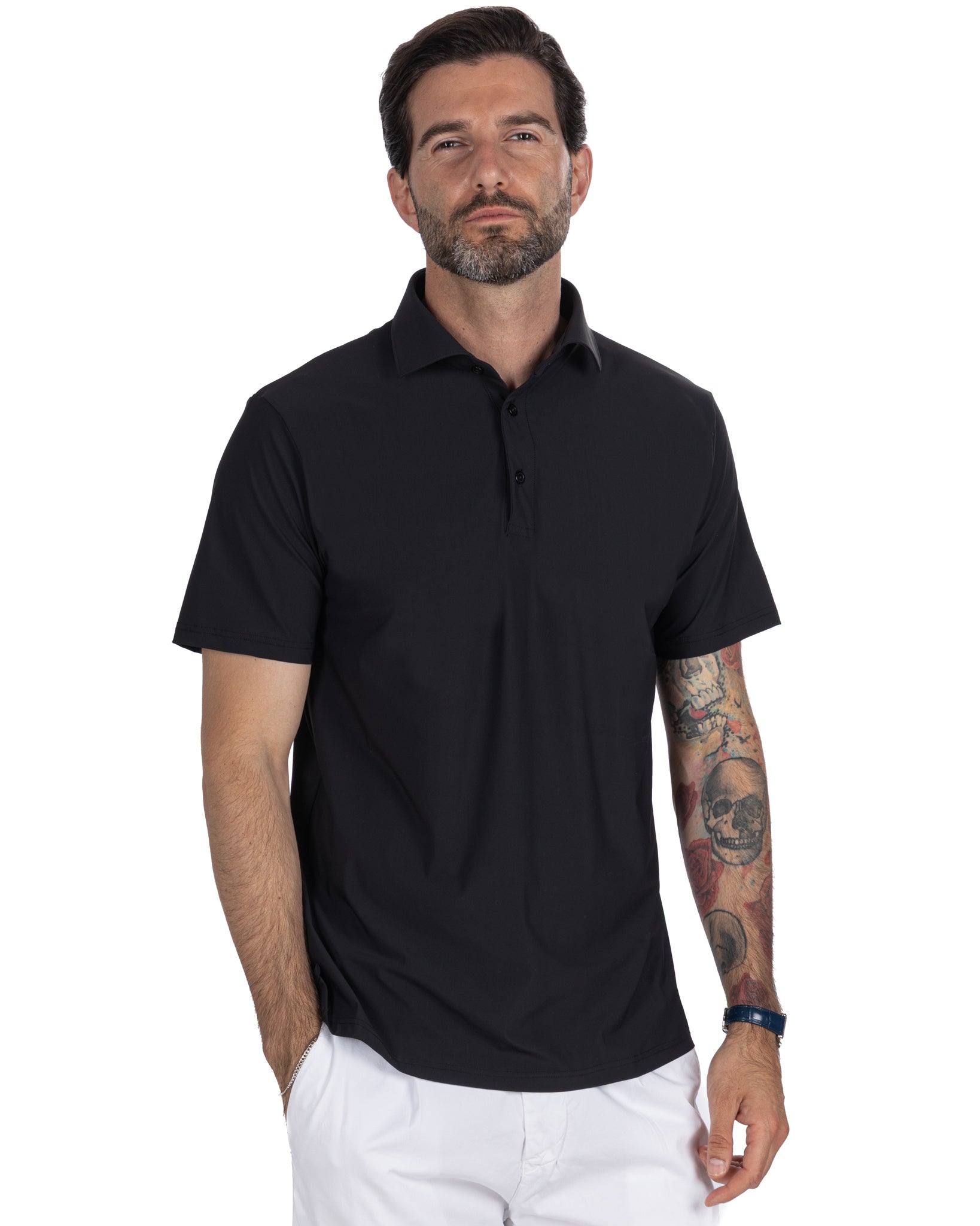 Arnold - polo en tissu de voyage noir