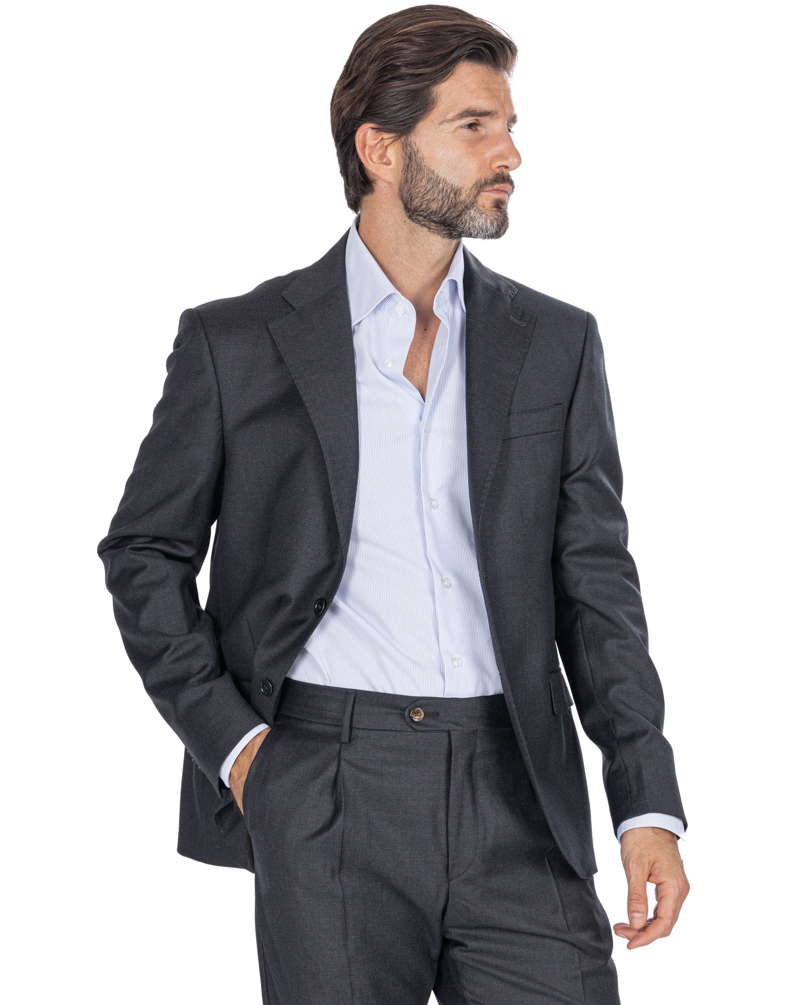 Veste Canonico en laine anthracite du New Jersey