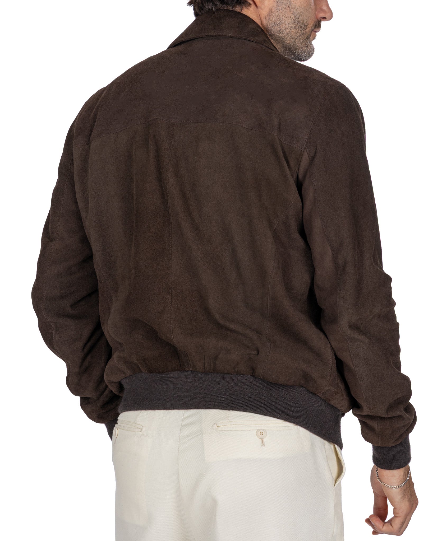 Dark brown suede zip jacket