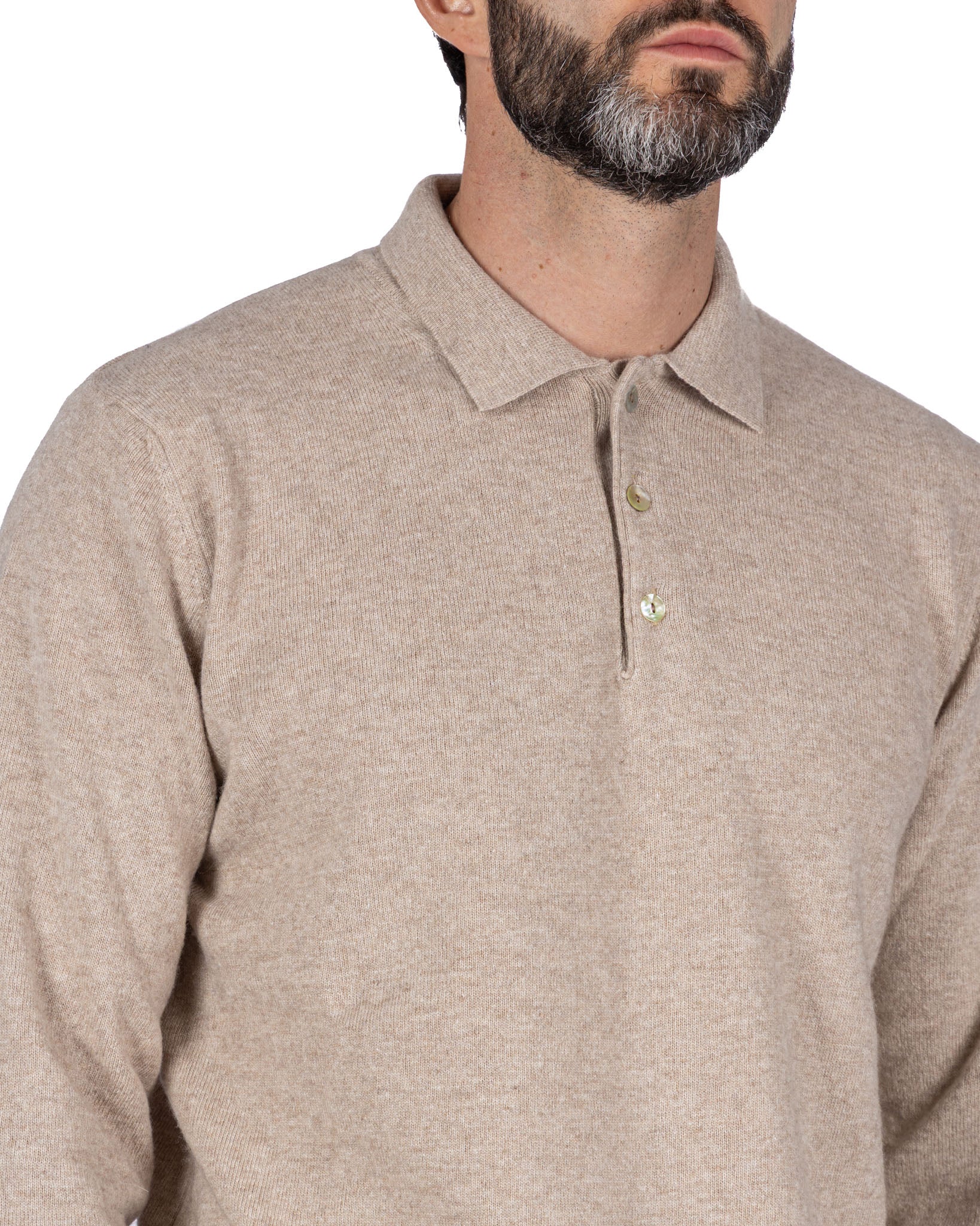 Beige Tiger Cashmere Blend Polo