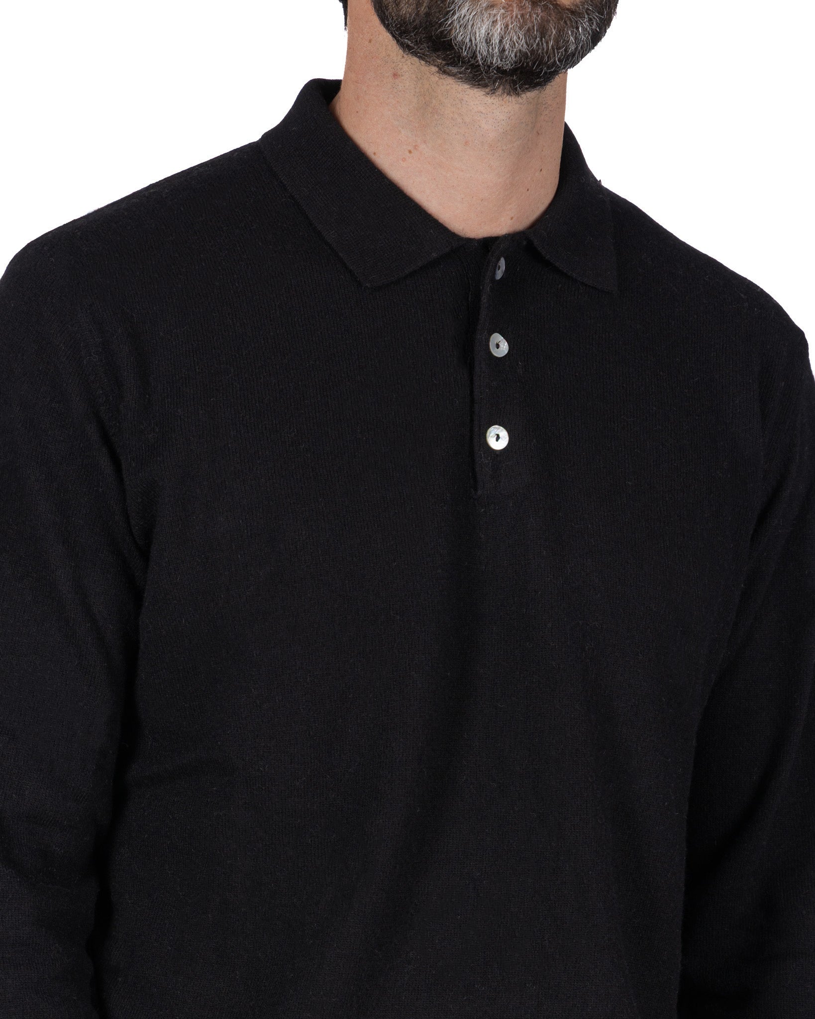 Tiger Polo in black cashmere blend