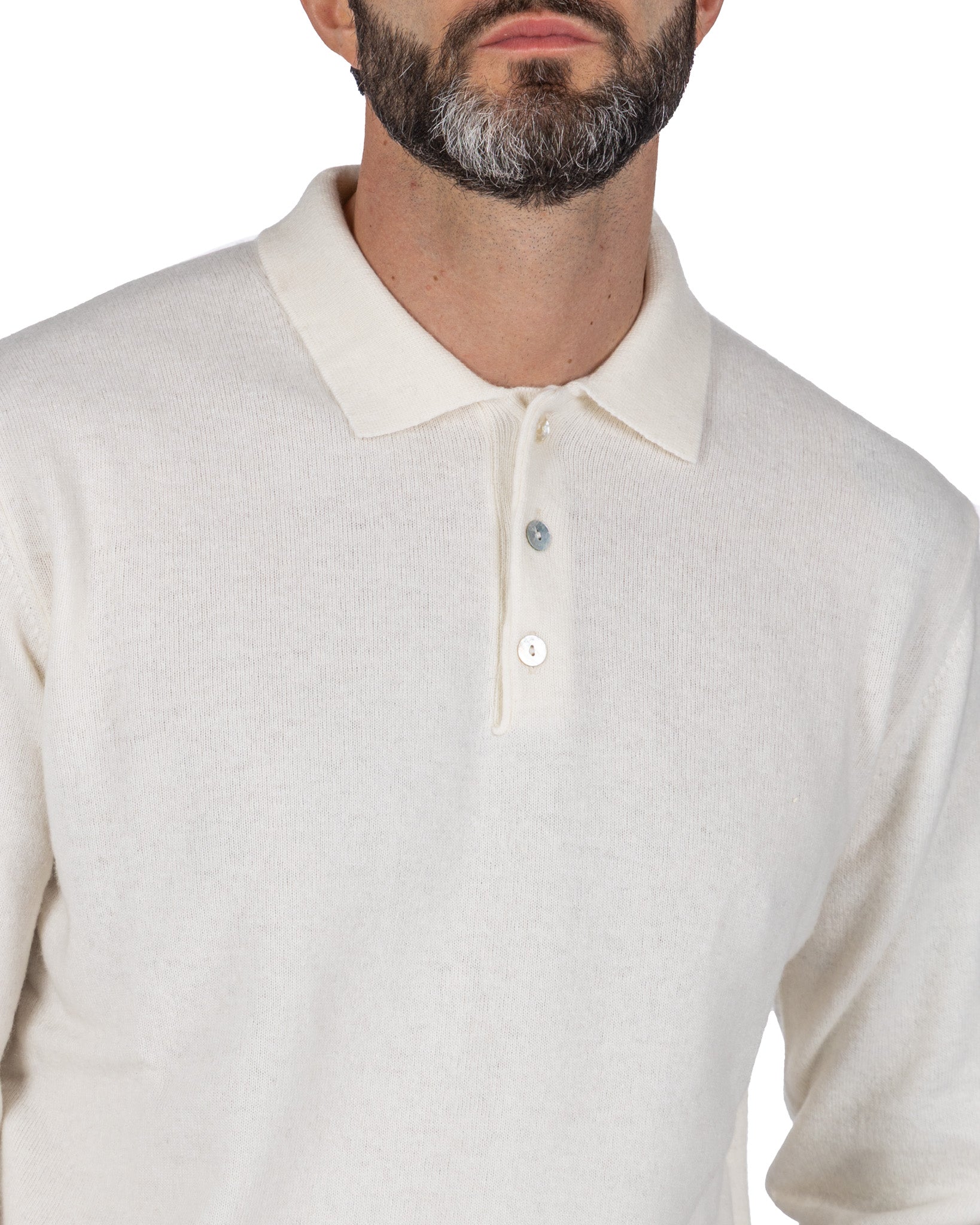 Tiger Polo in cream cashmere blend