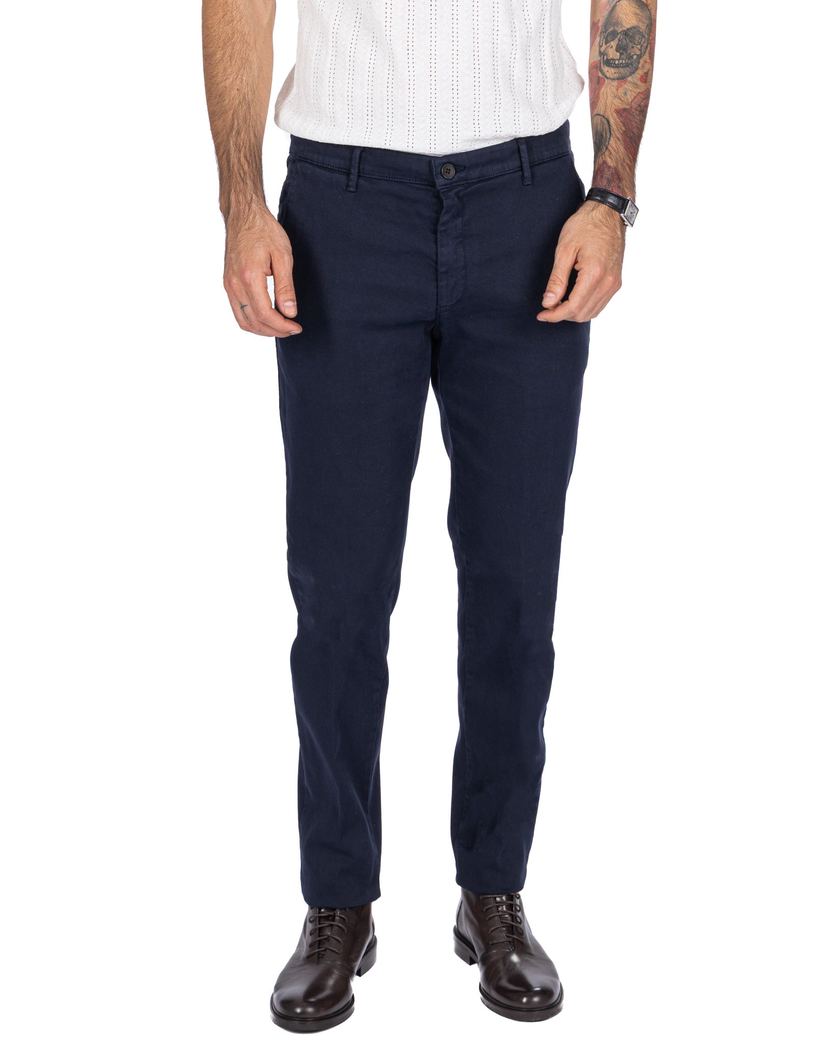 Jack trousers in blue textured cotton