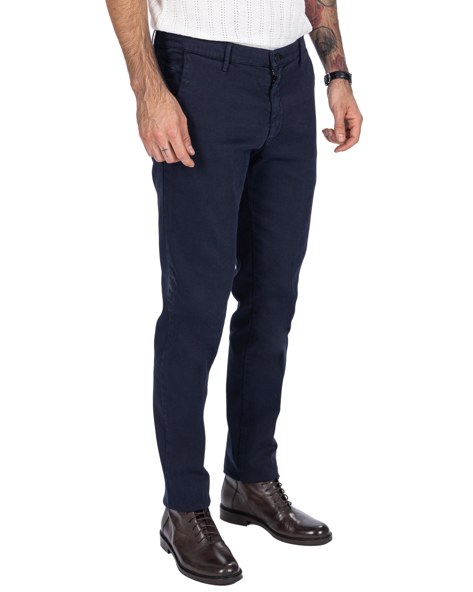 Jack trousers in blue textured cotton