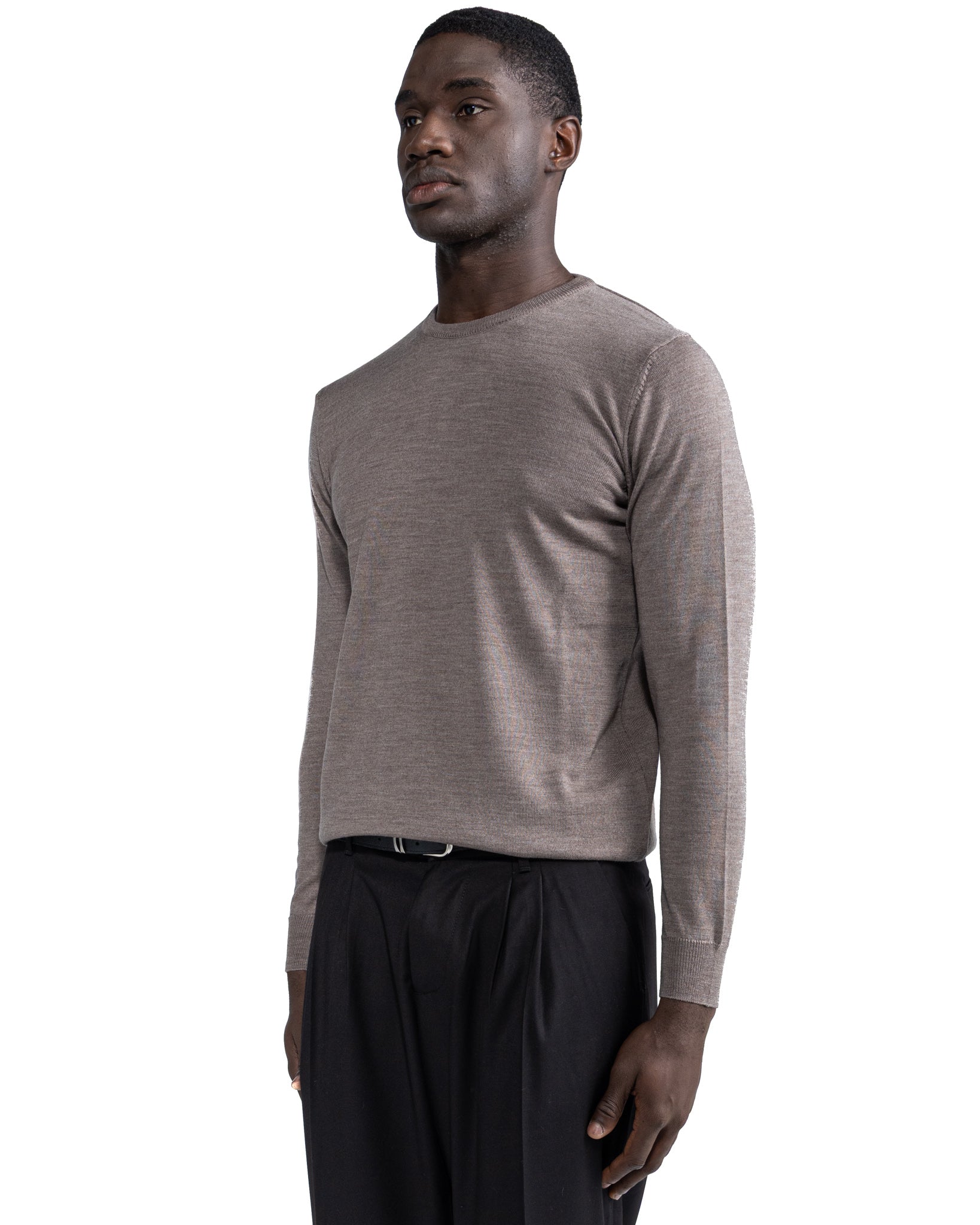 Furore crewneck in merino wool Tollegno beige