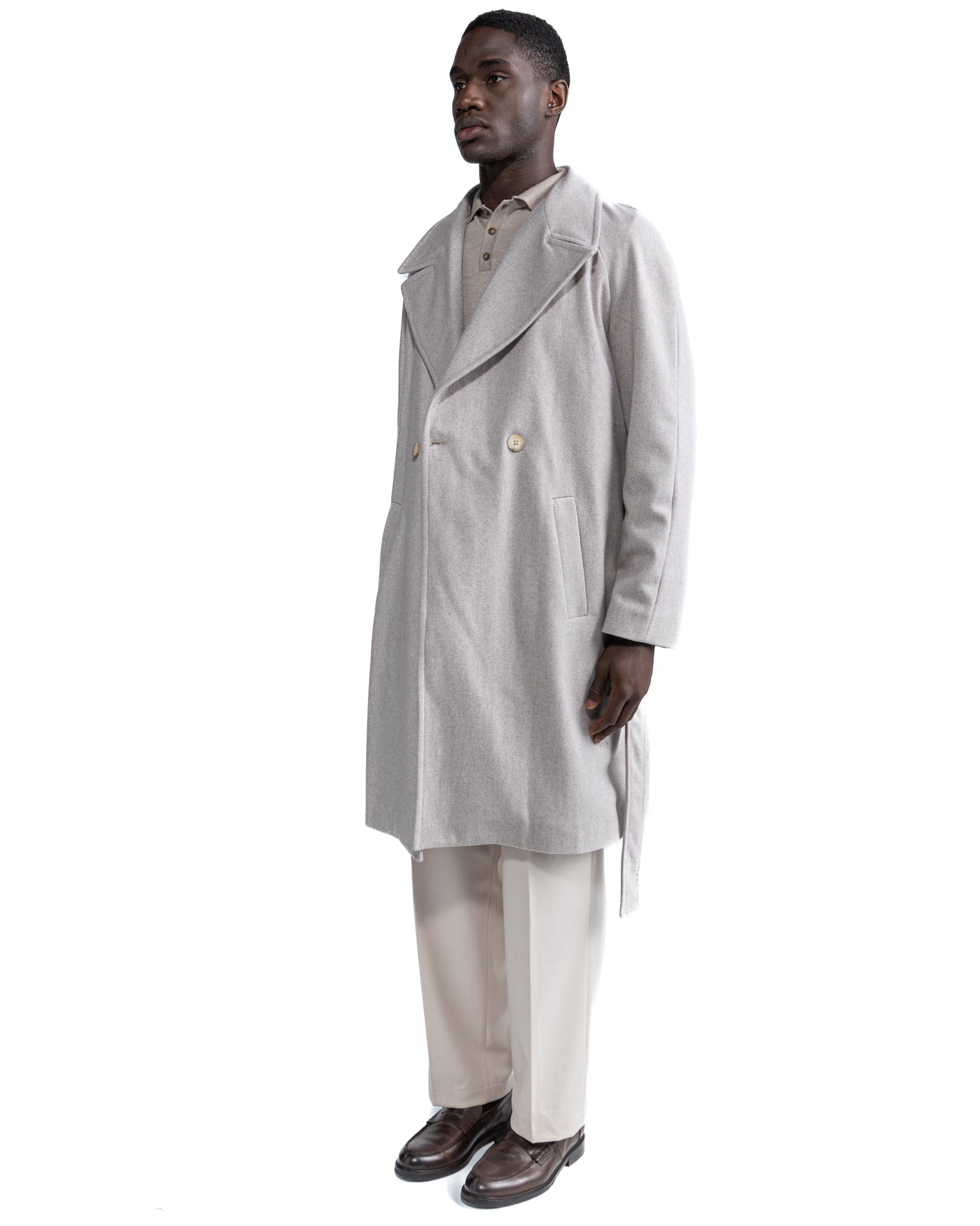 Cappotto lungo Freud in flanella grigio