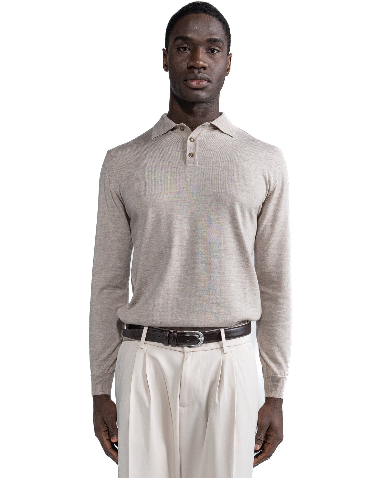 Polo Rovigo in Tollegno wool sand