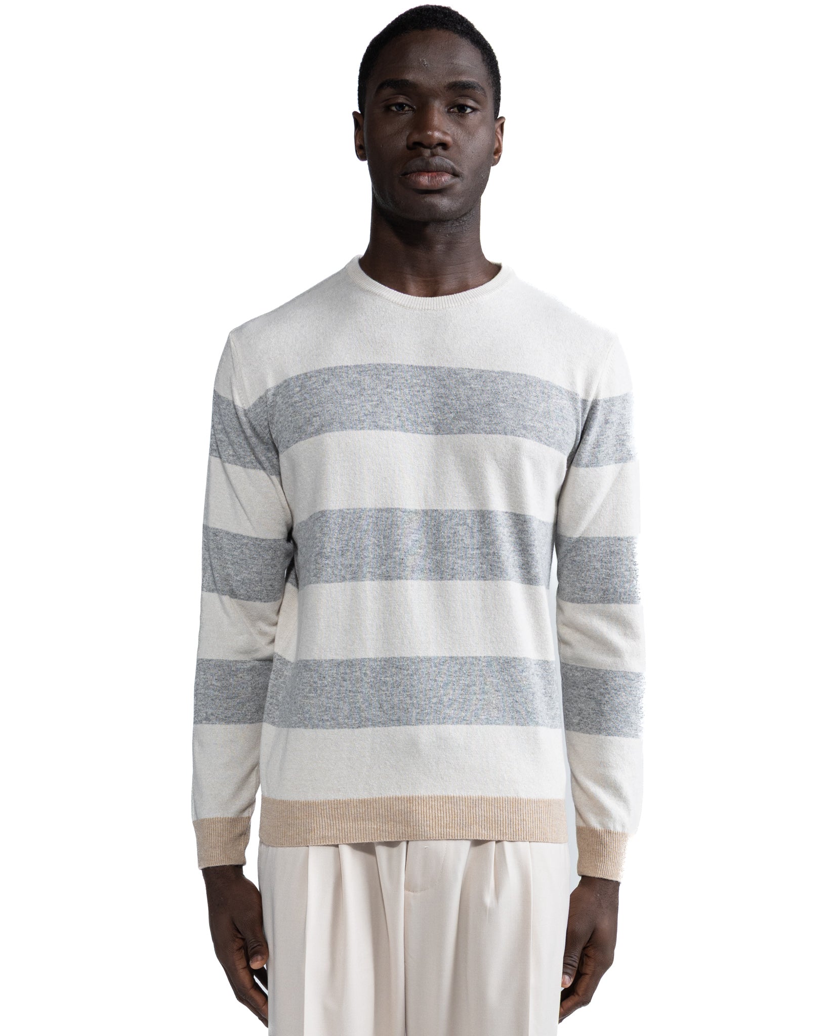 Lens Diamond Crewneck in Grey Cashmere Blend