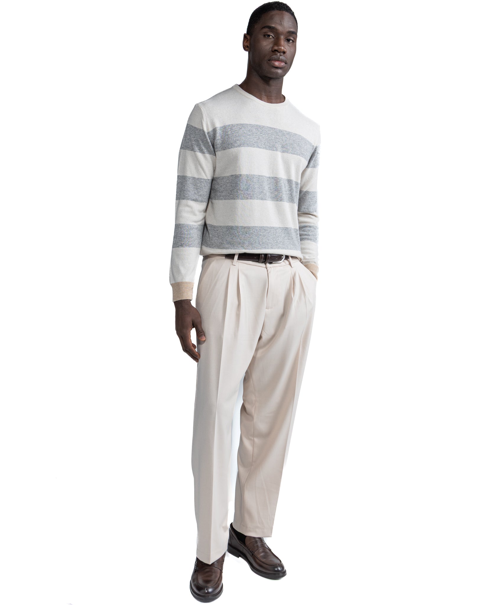 Lens Diamond Crewneck in Grey Cashmere Blend