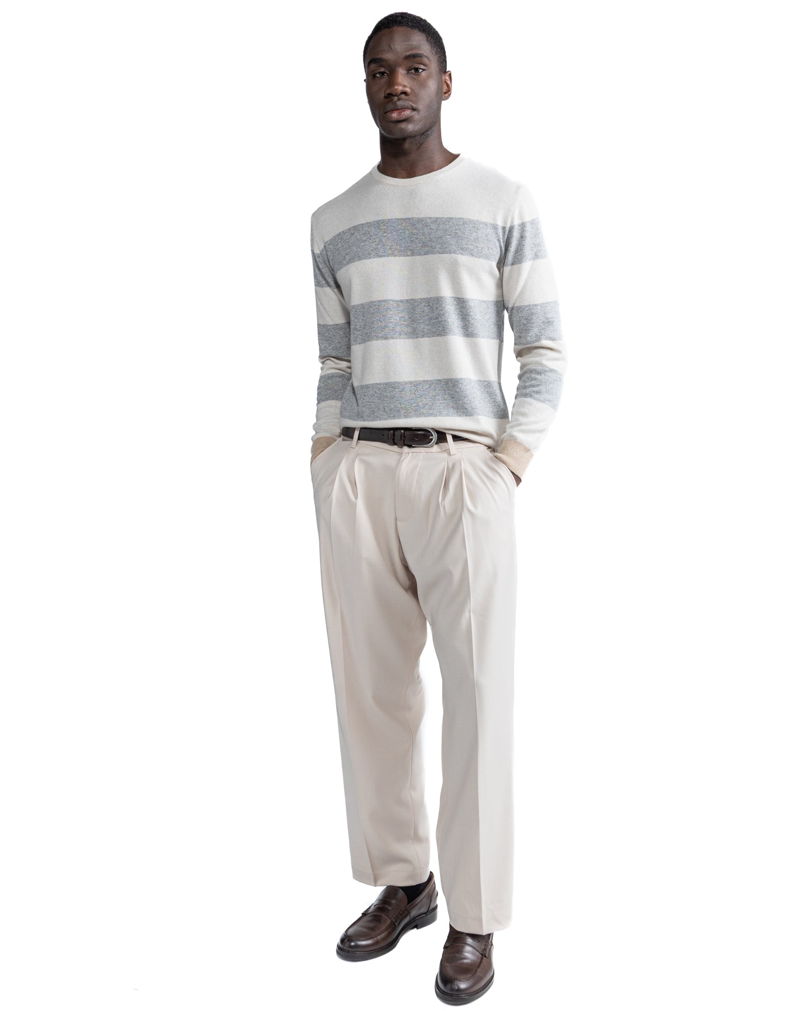 Lens Diamond Crewneck in Grey Cashmere Blend