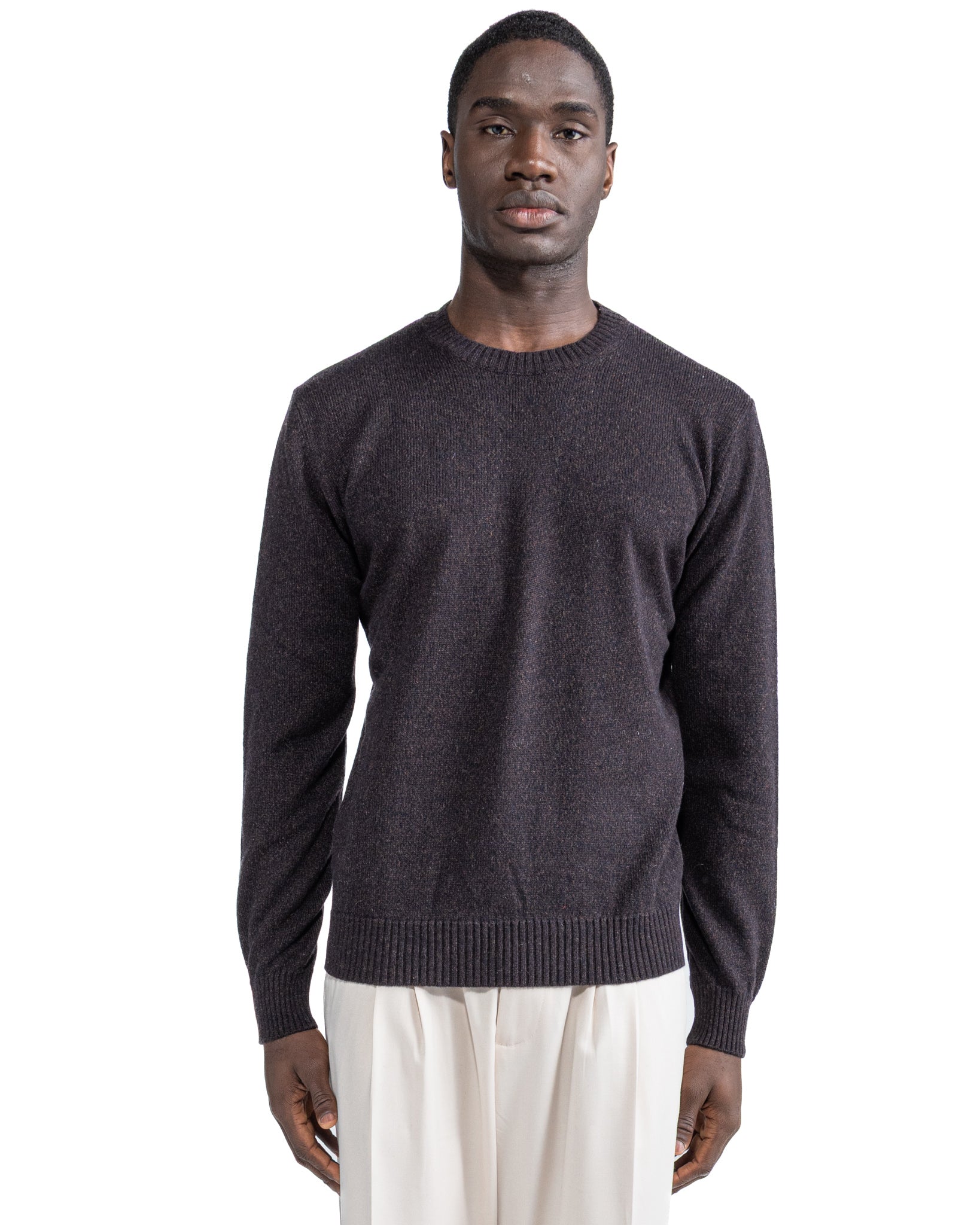 Willie crewneck in dark bouclè