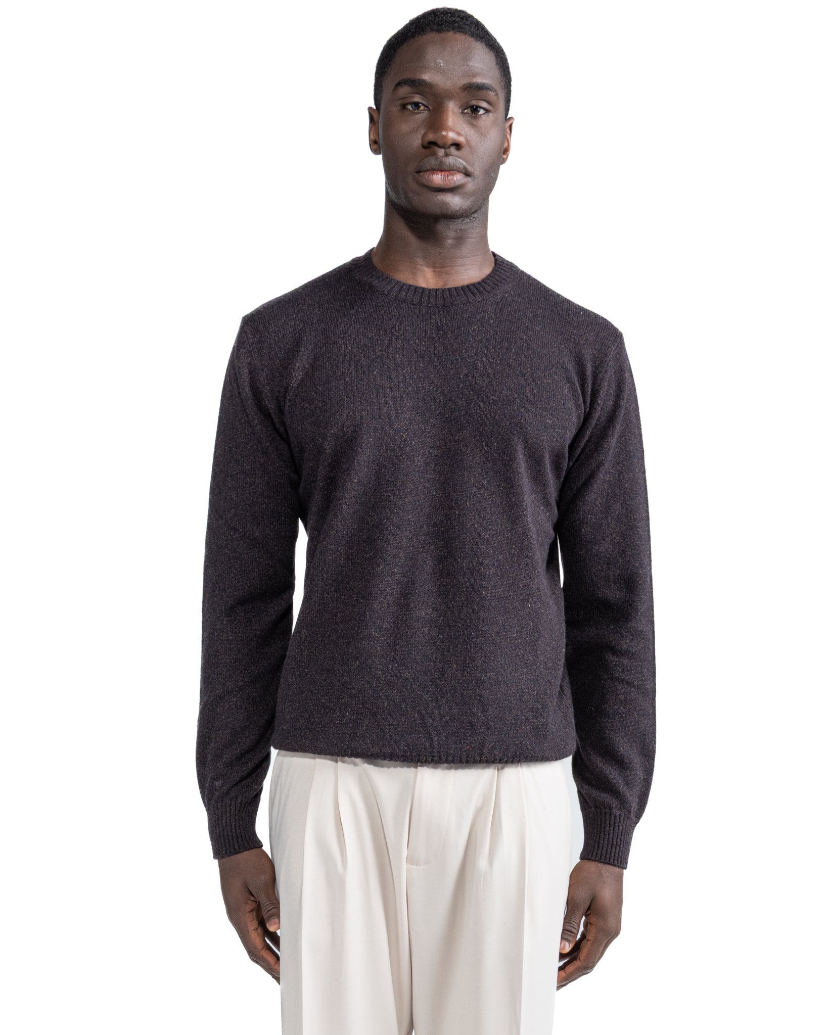Willie crewneck in dark bouclè