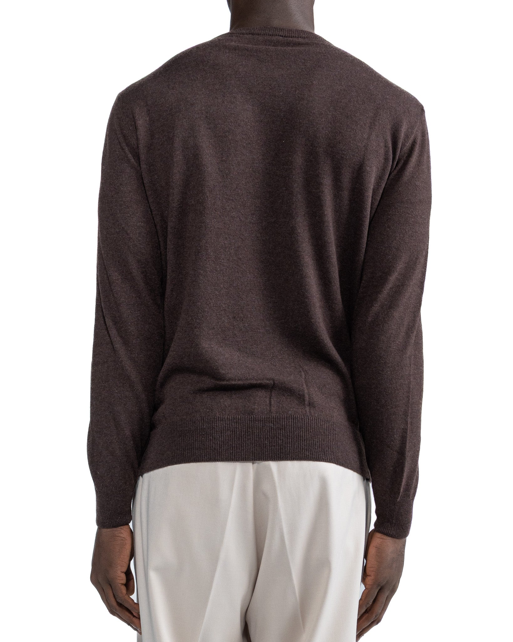 Furore crewneck in Tollegno merino wool dark brown