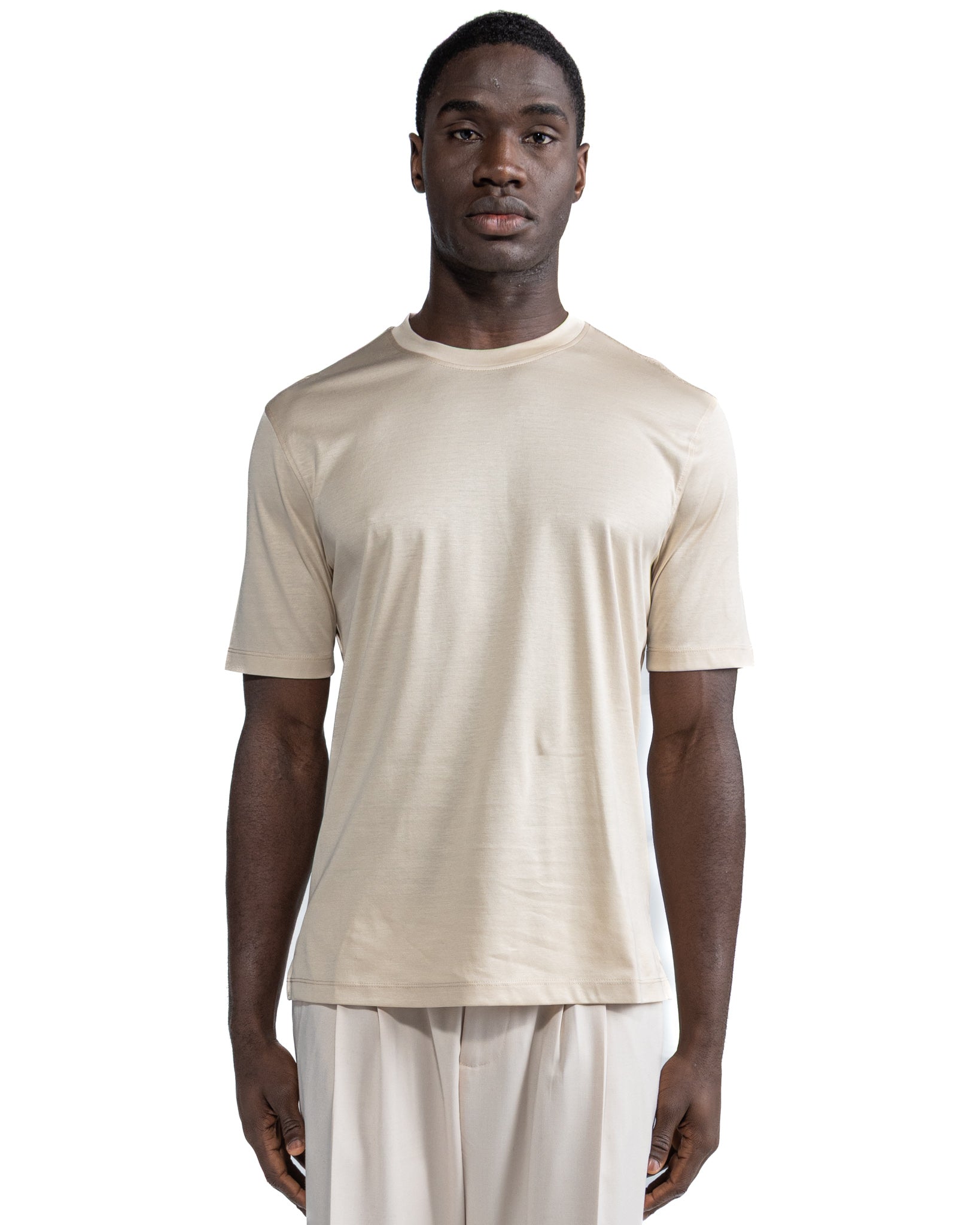 Hoorn T-shirt in beige lisle thread