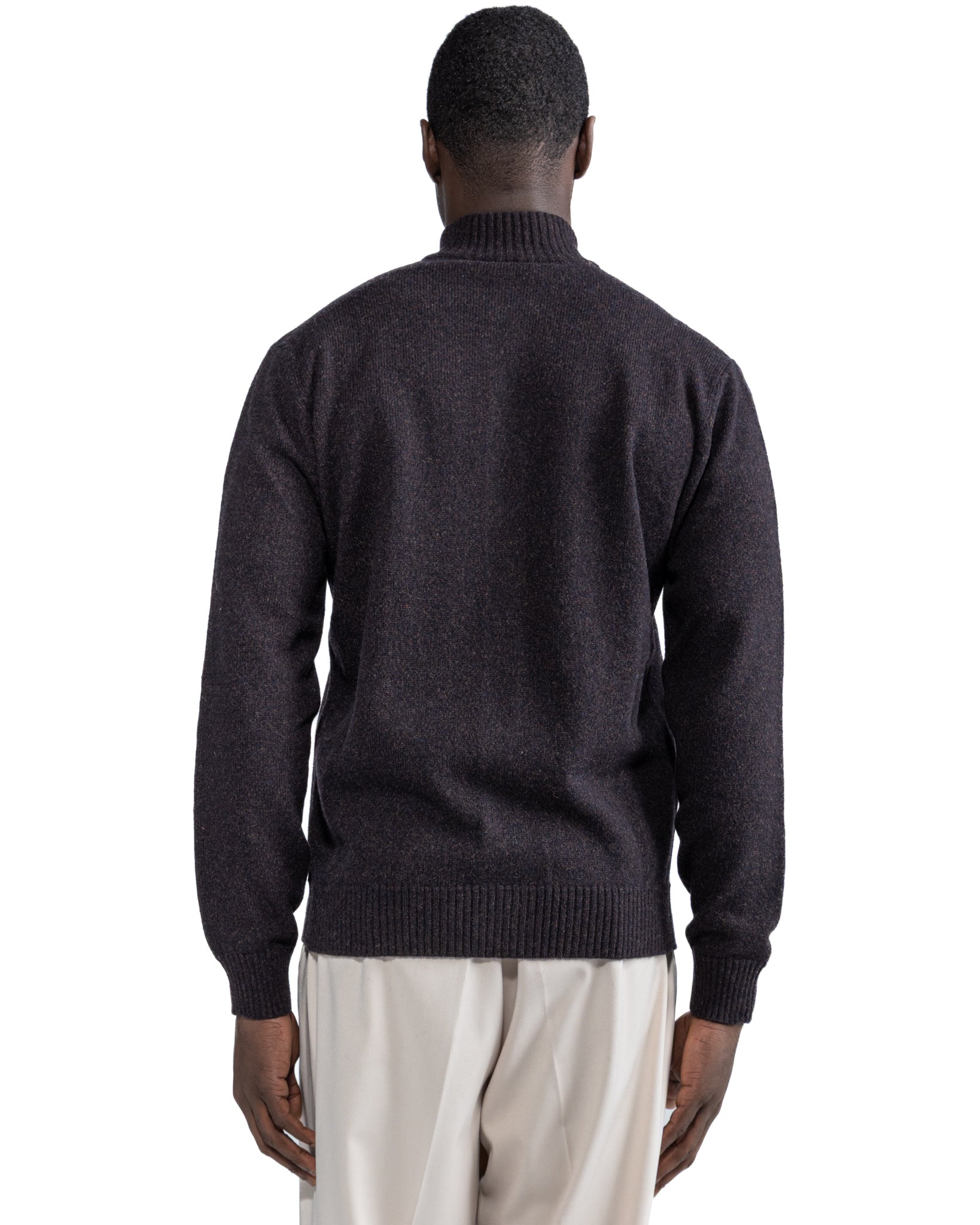 Tavolara mouliné dark brown knitted jacket