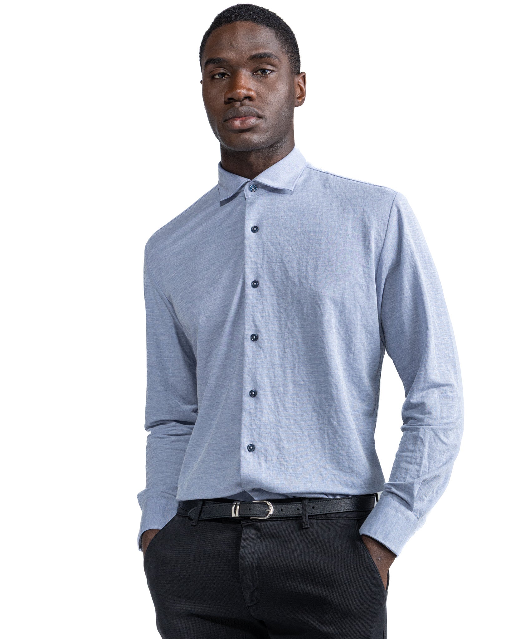 Camicia Quercia in jersey blu