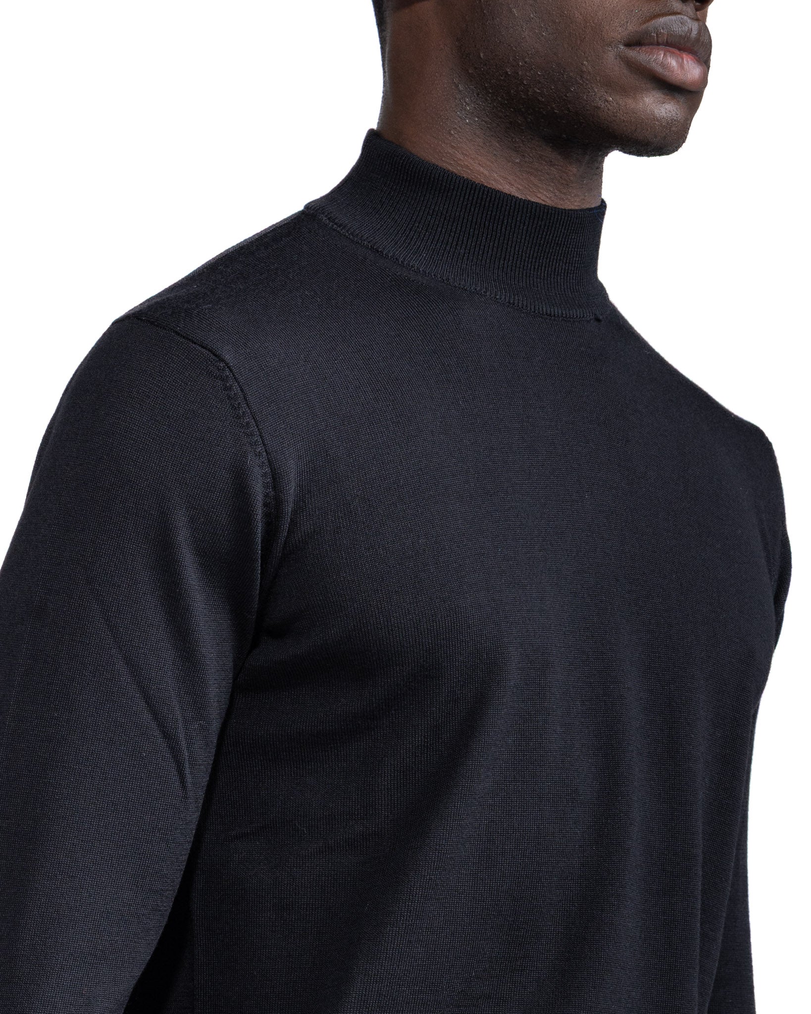 Ancona polo shirt in black Tollegno wool