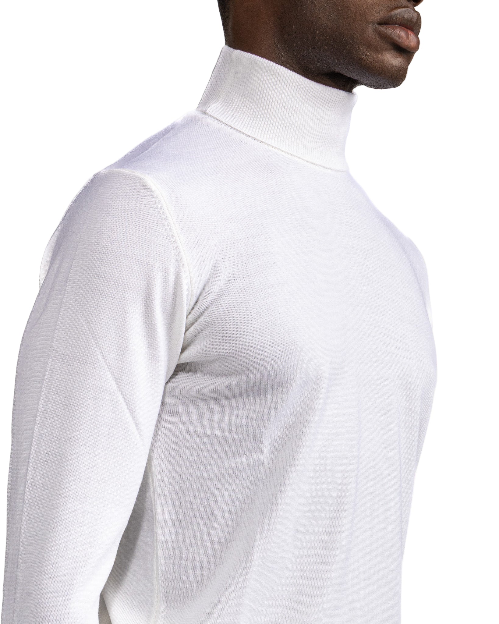 Vietri turtleneck in Tollegno cream wool