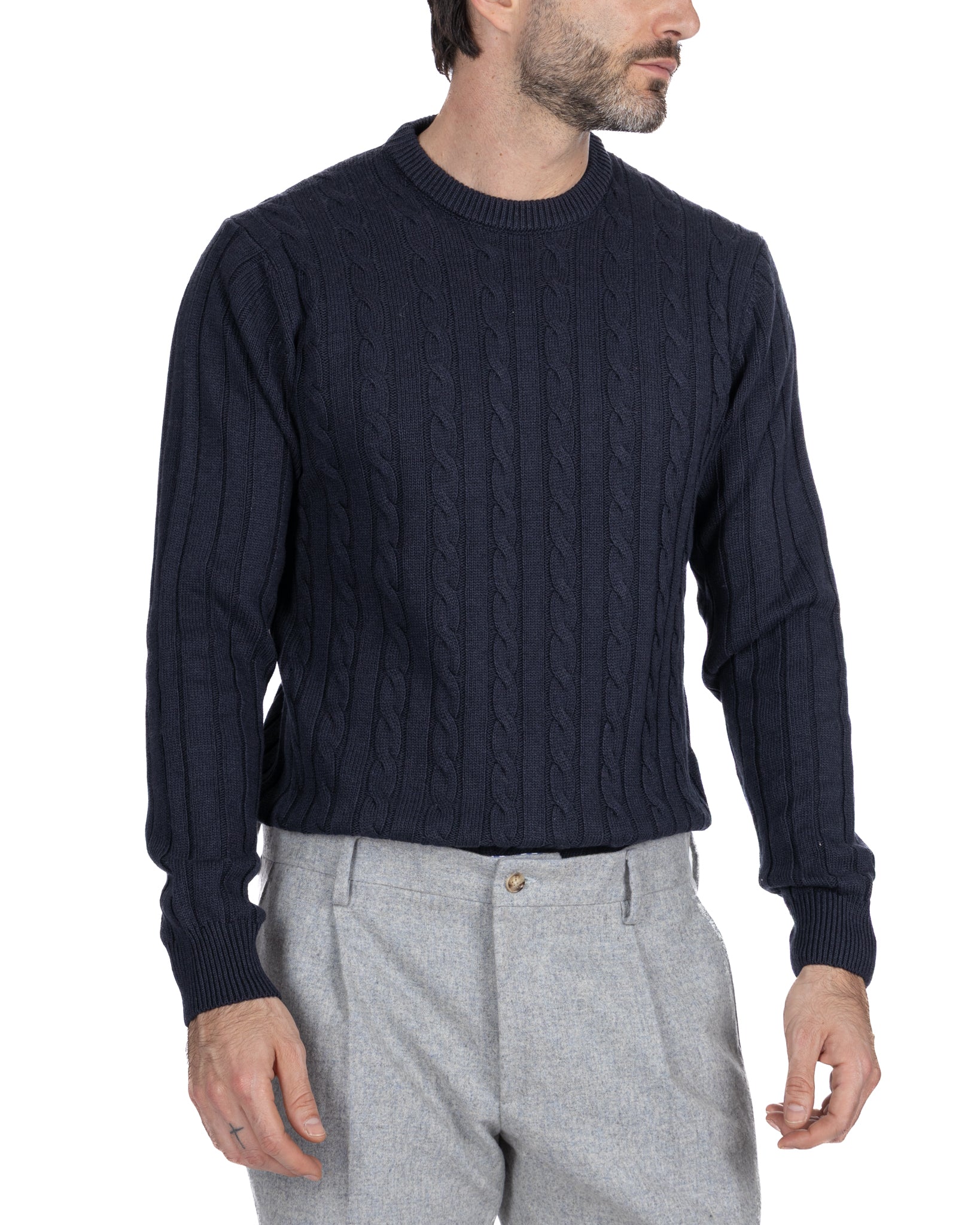 Girocollo Tambora a trecce blu