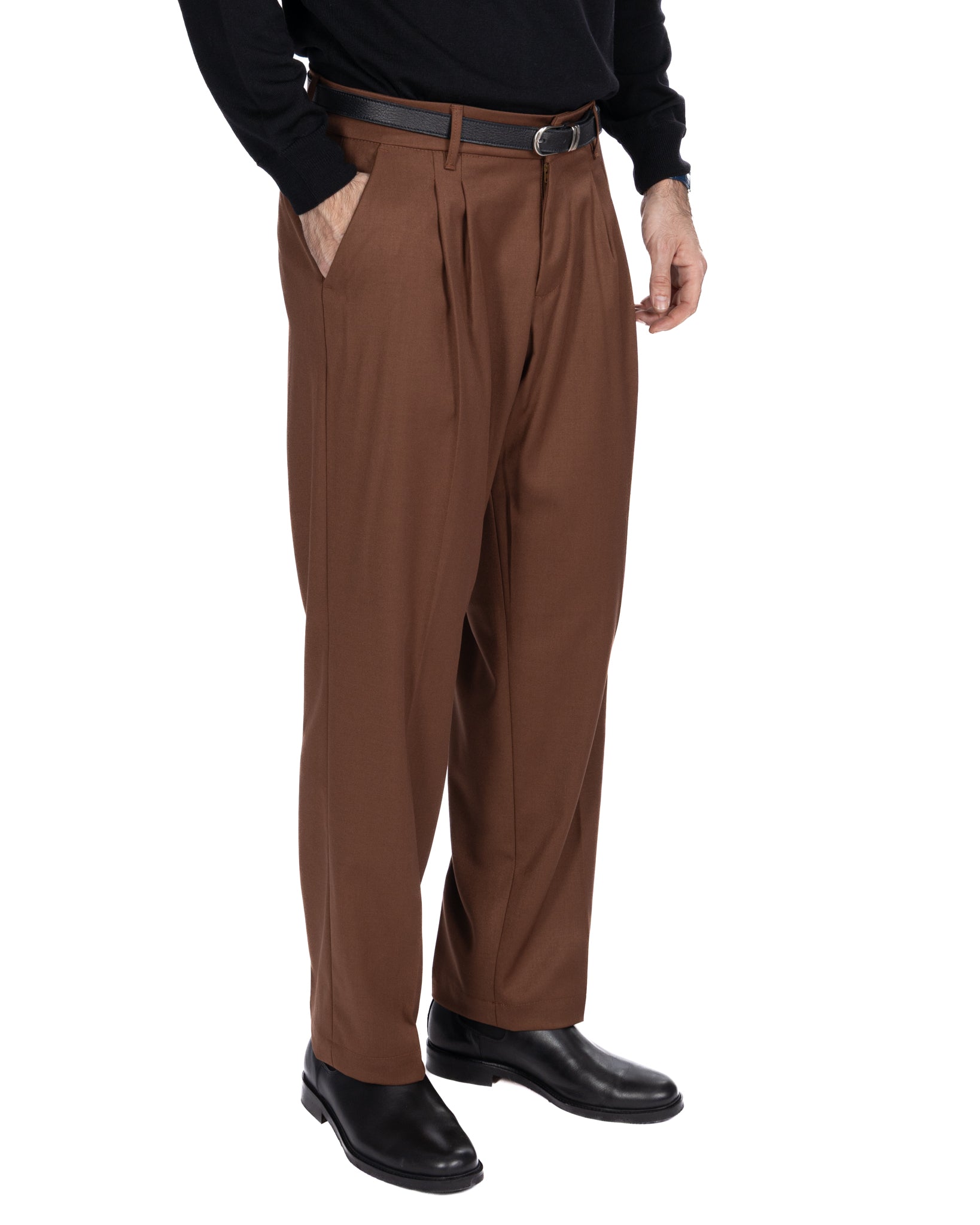 Pantalon large Kevin tabac