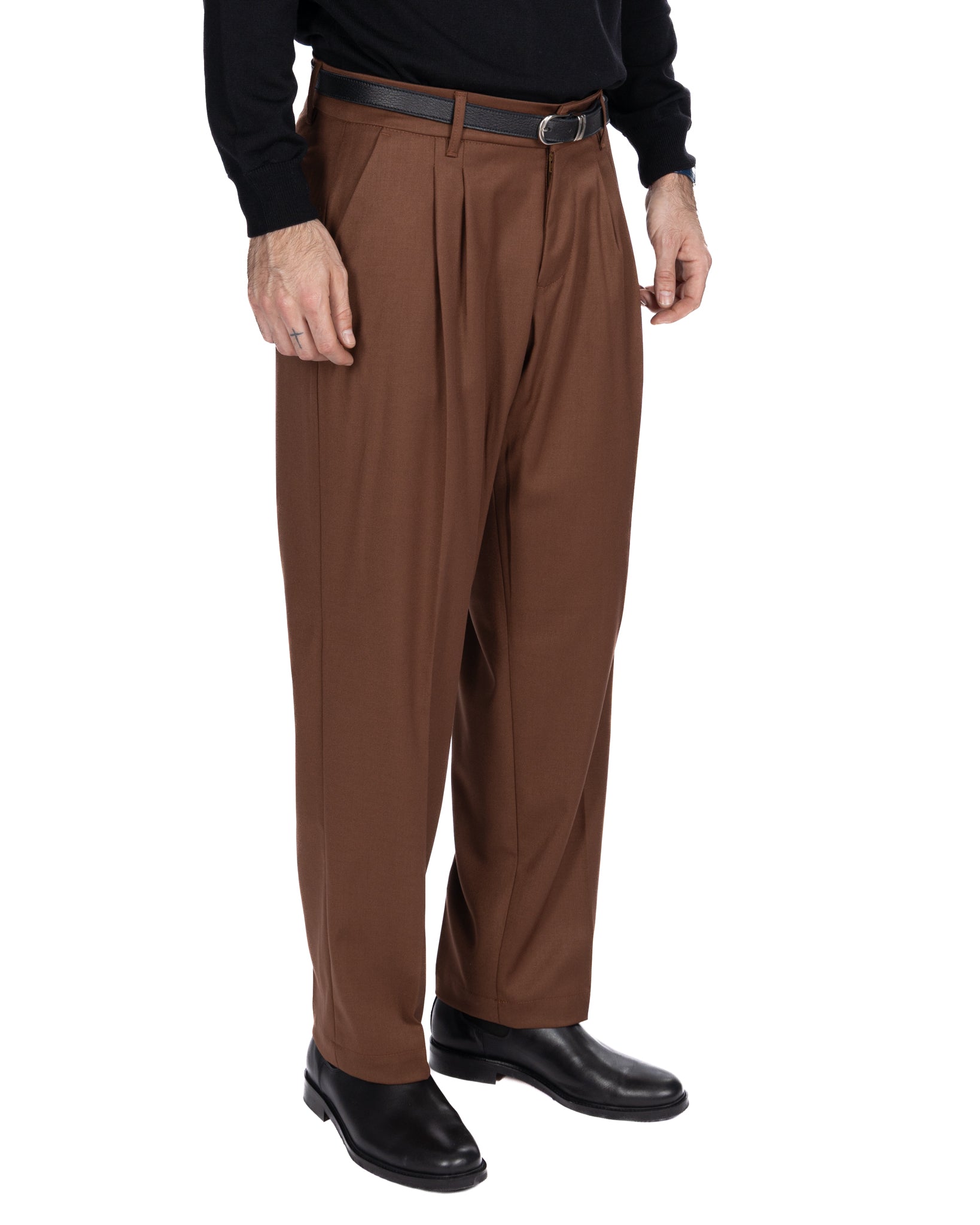 Kevin tobacco wide trousers