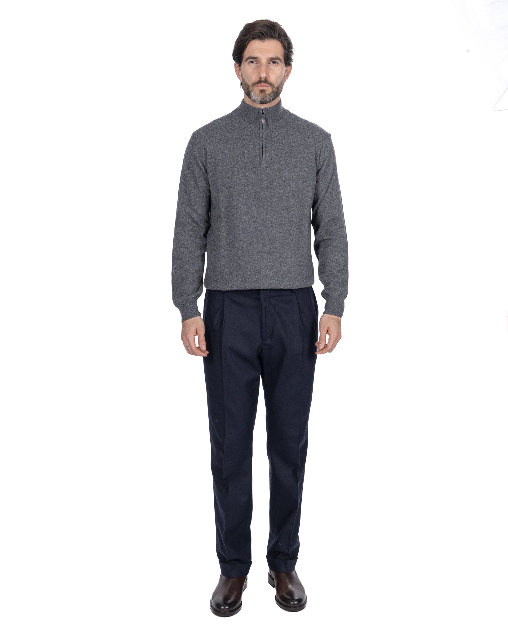 Rory grey zip-up cashmere blend sweater