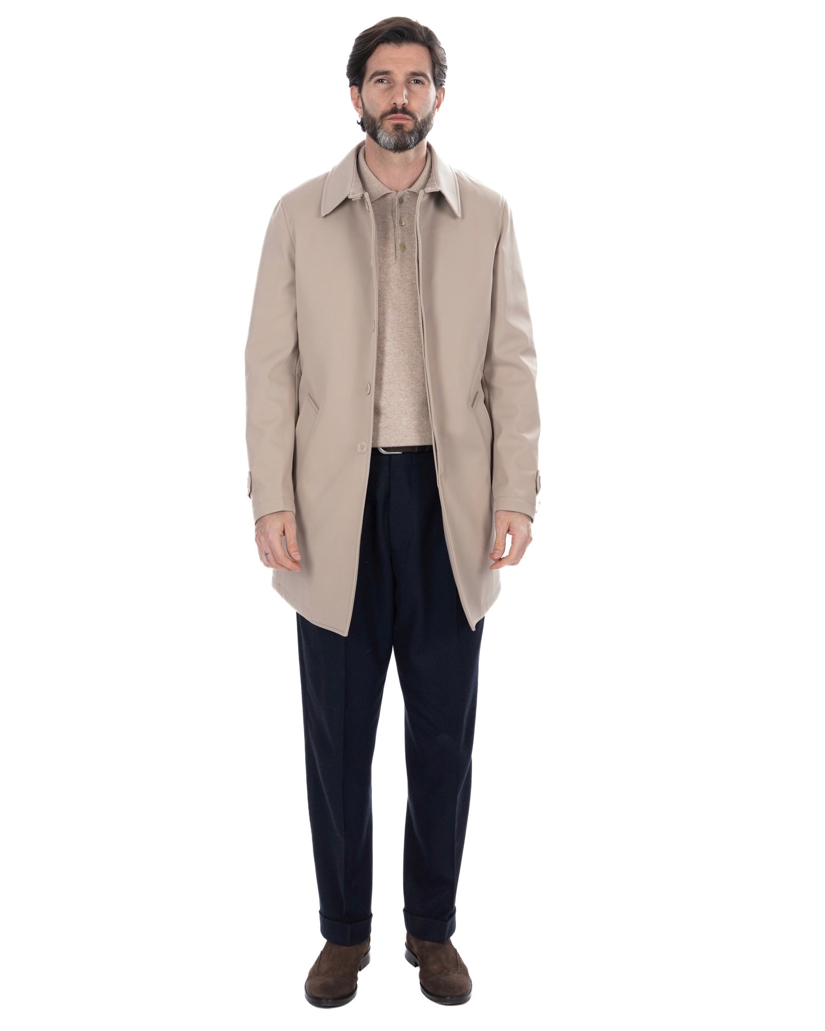 Tyler technical quilted trench coat in beige