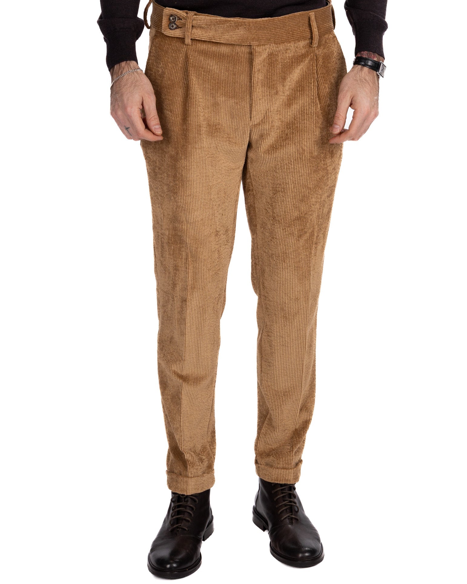Pantalone James in velluto cammello