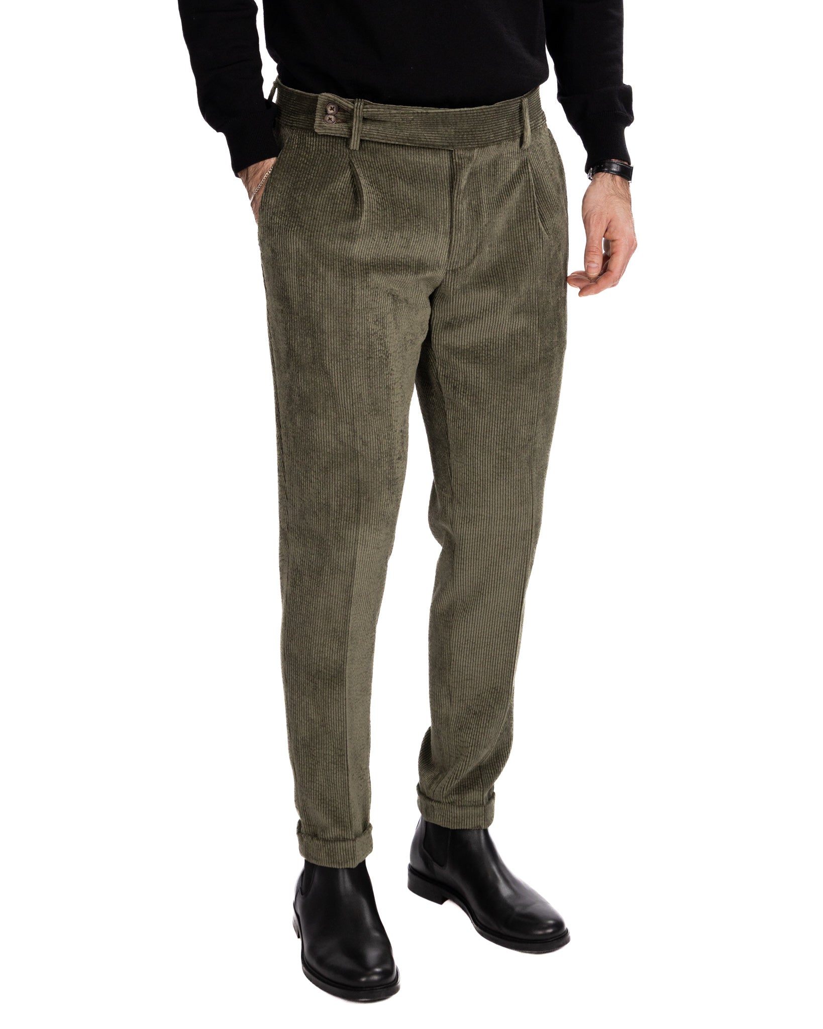 Pantalone James in velluto militare