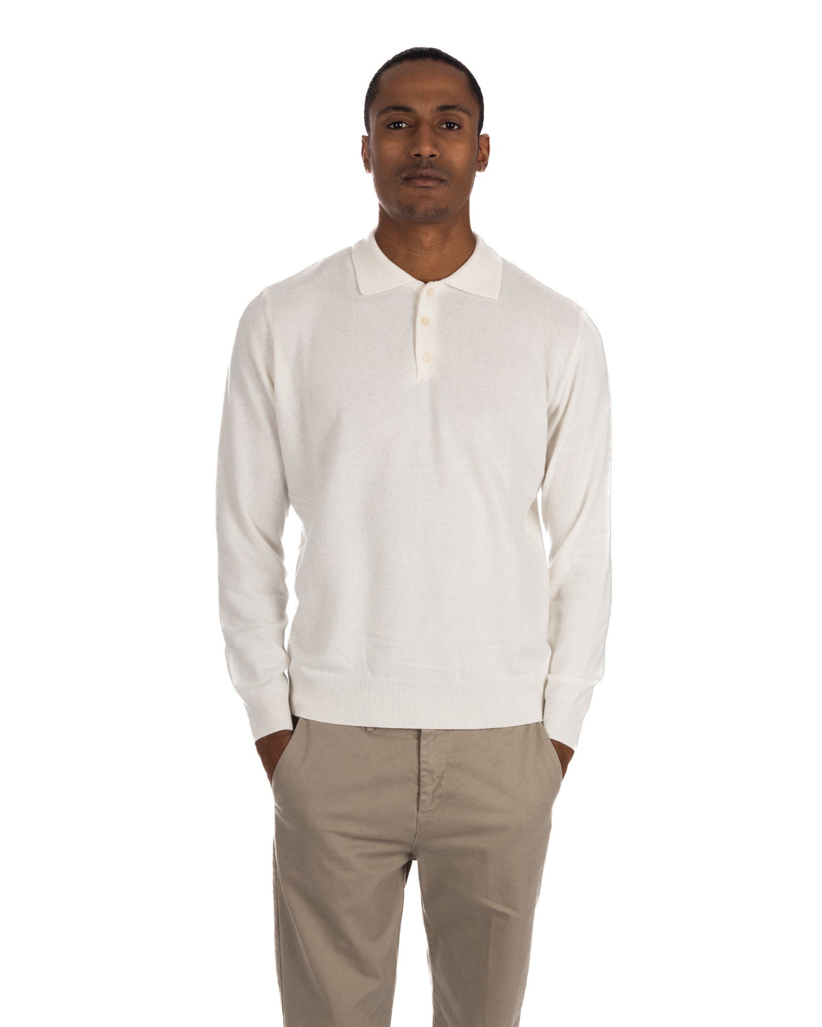 Tiger - cream polo shirt in cashmere blend