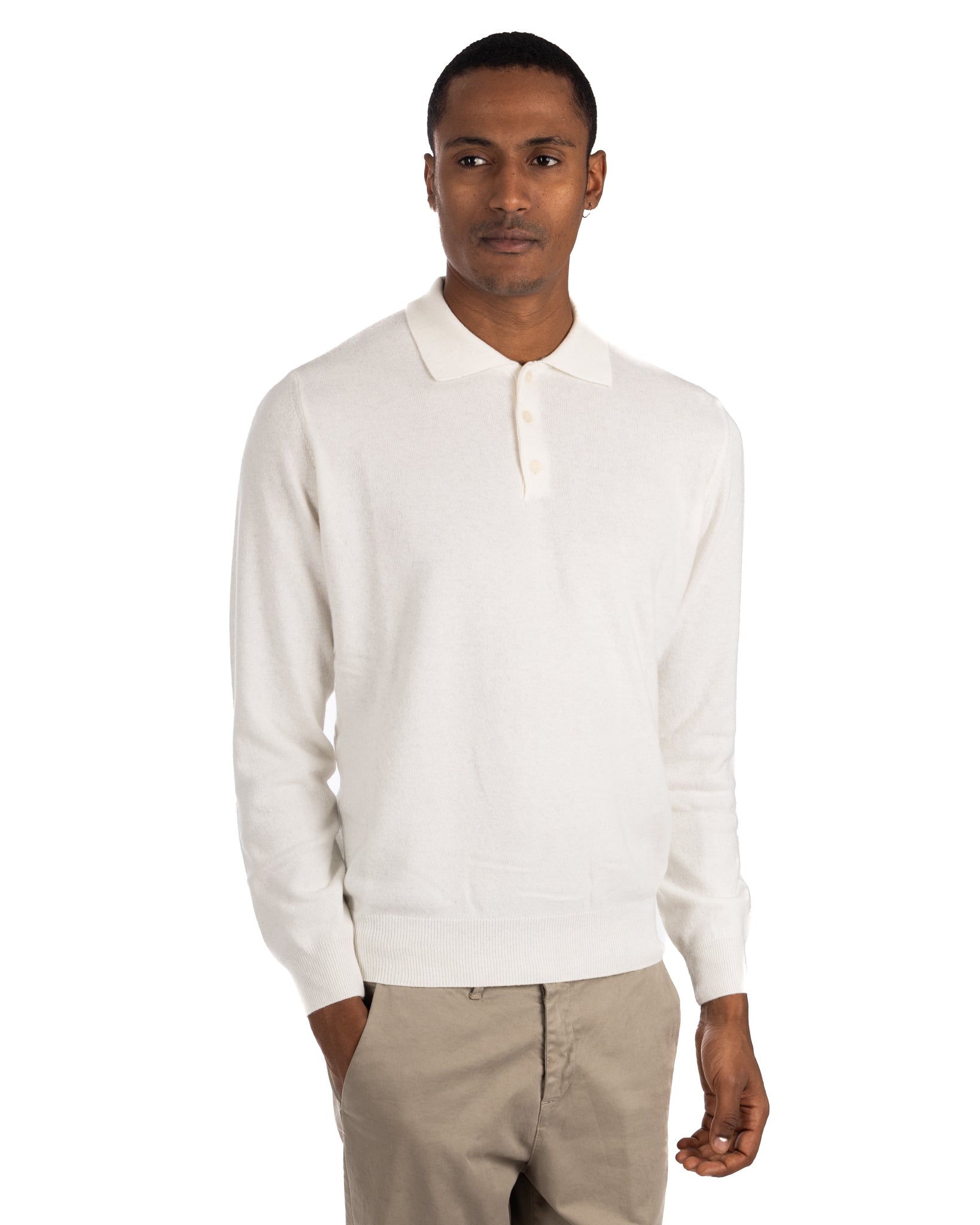 Tiger - cream polo shirt in cashmere blend