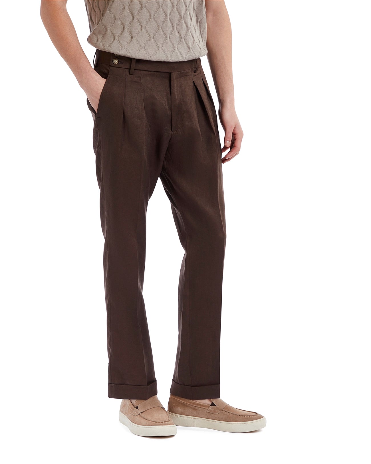 Pantalone Cargese in puro lino moro