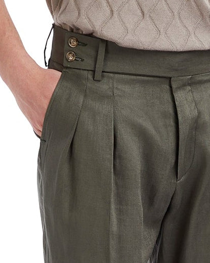 Cargese trousers in pure military linen