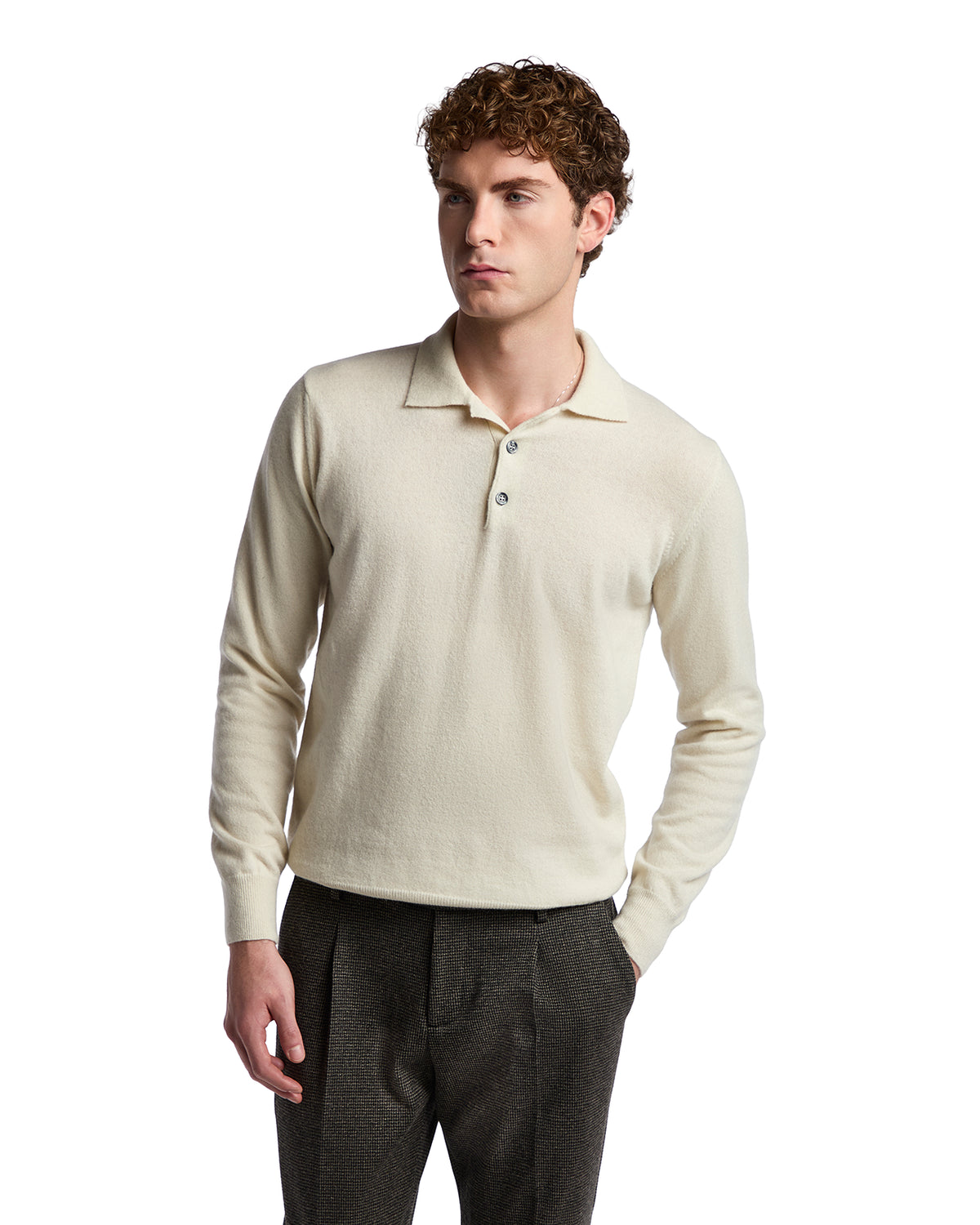 Polo Tiger en mezcla de cachemira color crema