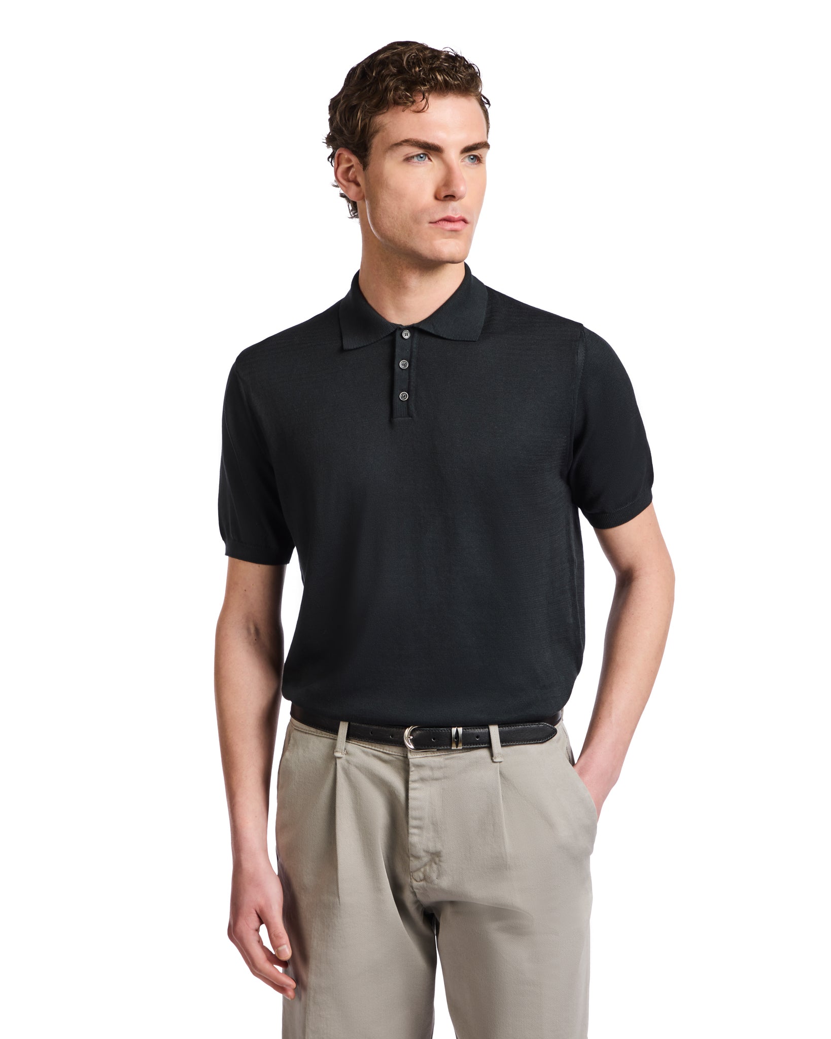 Polo Roger in maglia nera